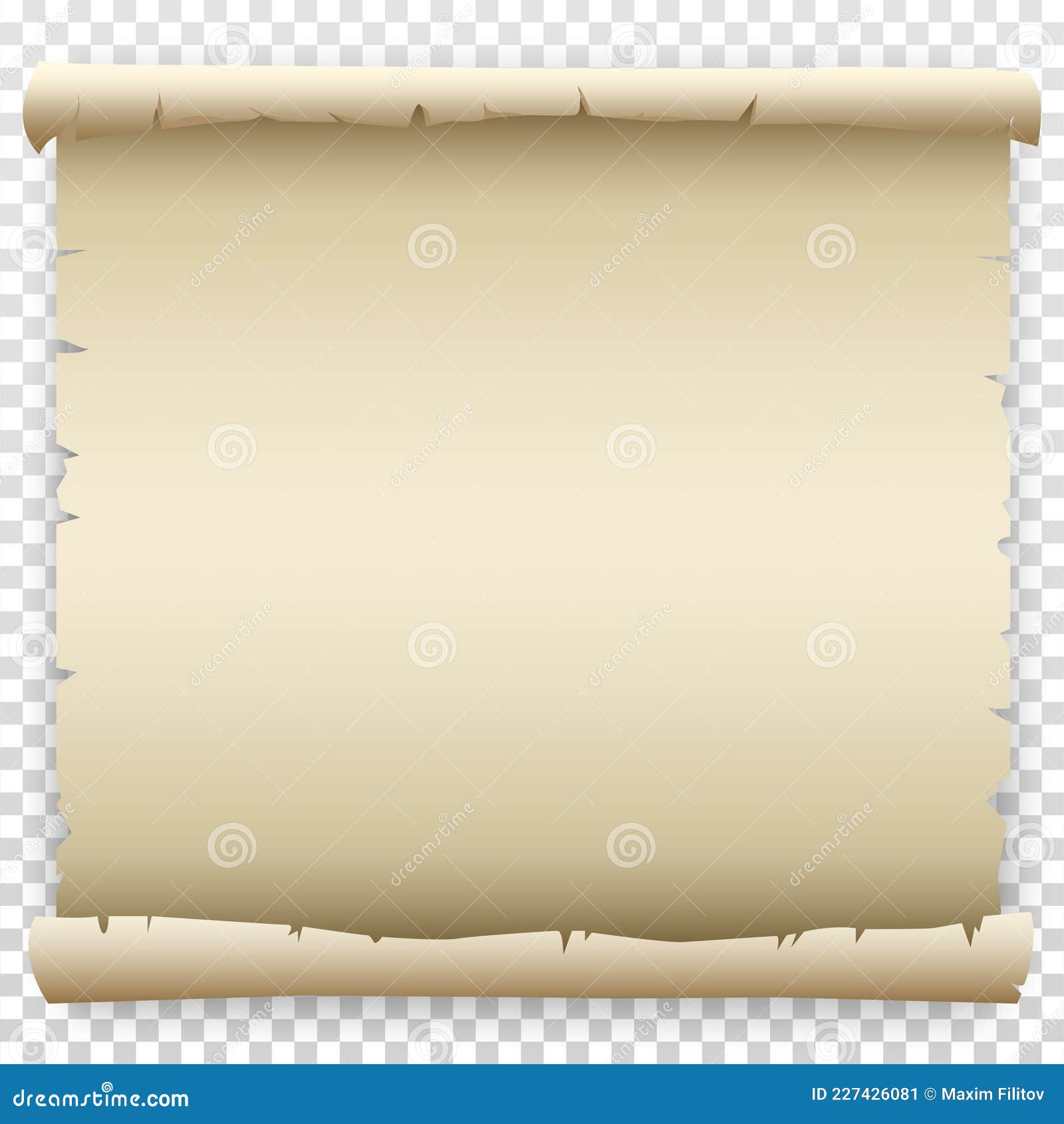 Empty Old Paper Scroll with Torn, Crumpled Edges. Cartoon Drawing Template  for Letter or Text Stock Vector - Illustration of edges, text: 227426081