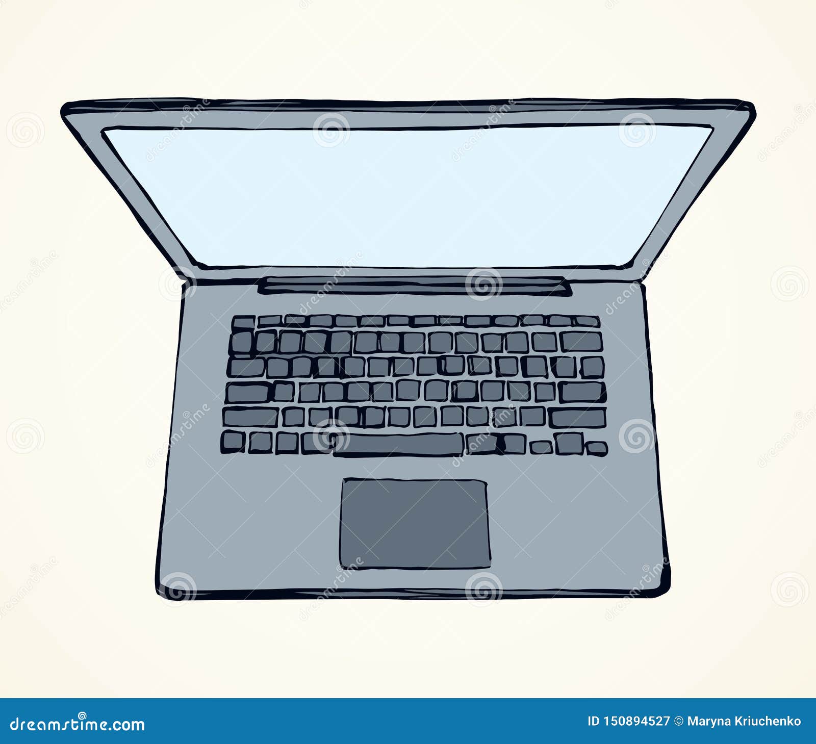 Laptop. View from Above. Vector Drawing Stock Vector Illustration of