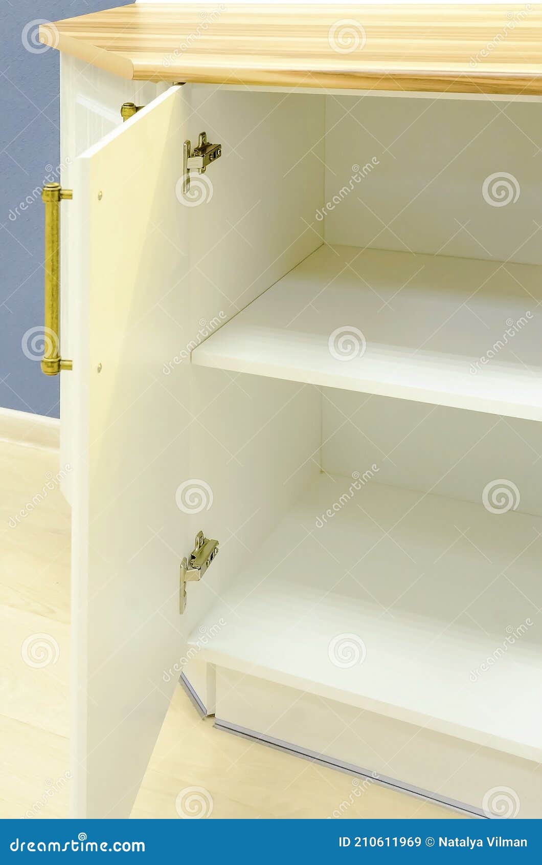 Empty Open White Classic Kitchen Set Stock Image Image of