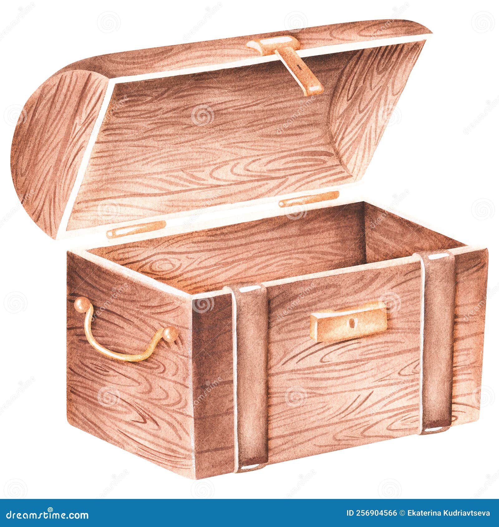 Empty Open Wooden Chest. Watercolor Illustration. Isolated on a White  Background. Stock Illustration - Illustration of retro, crate: 256904566