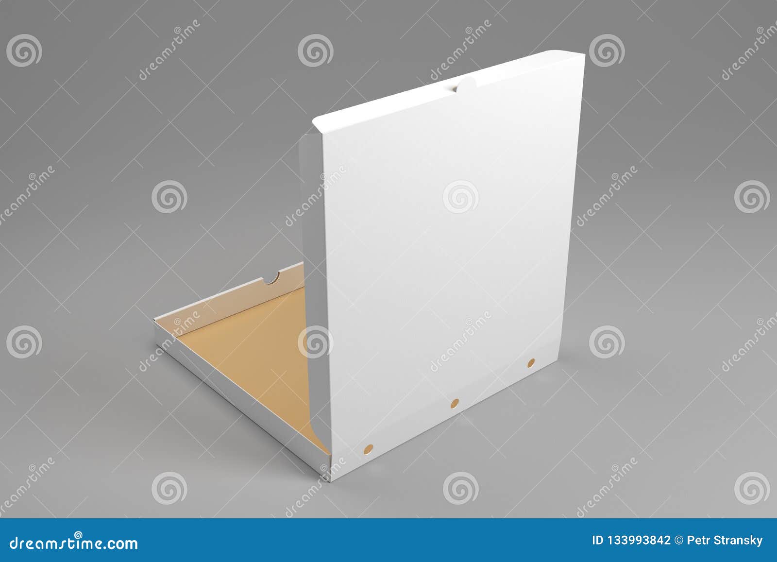 Download Empty Opened 3d Illustration Pizza Box Mockup. Stock ...