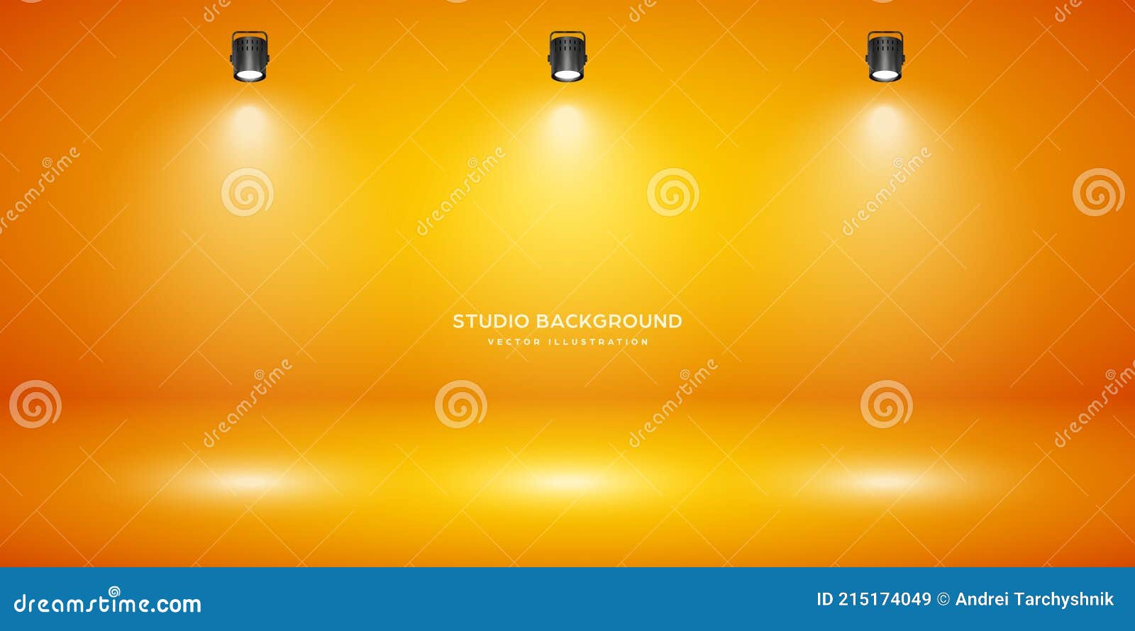 Empty Orange Studio Abstract Background with Spotlight Effect. Product