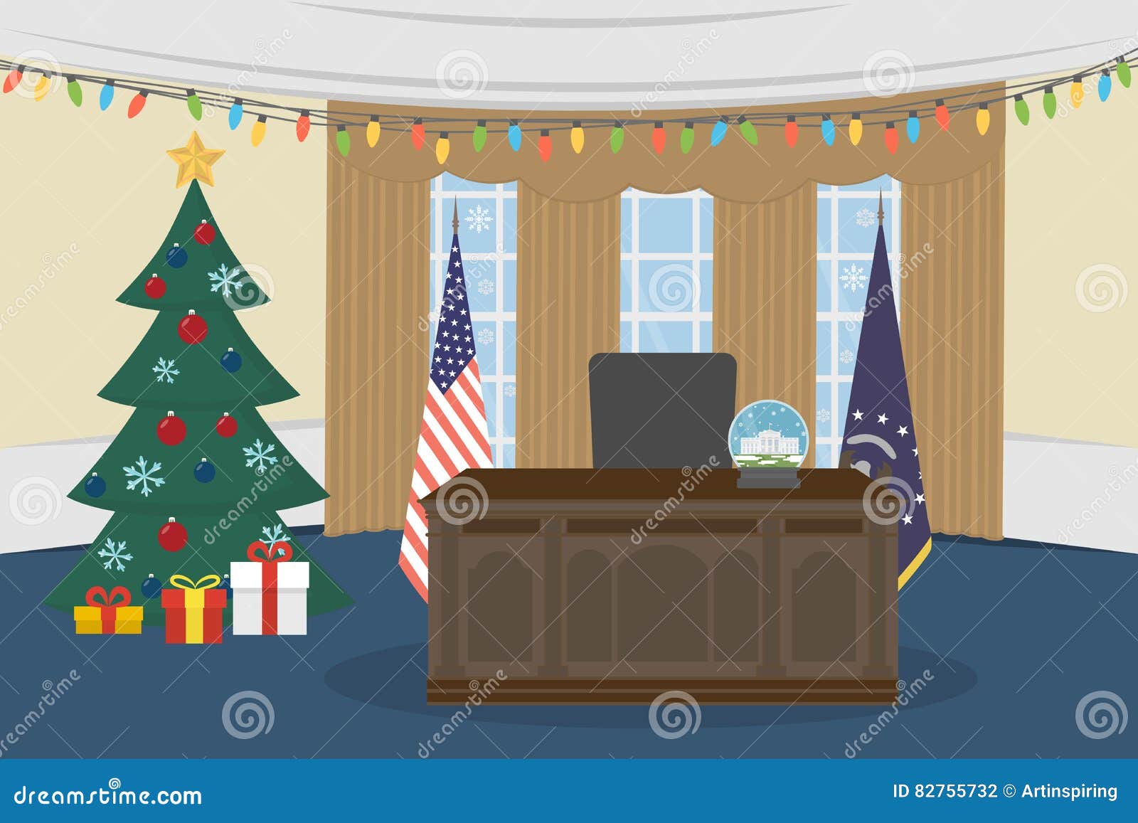 Empty Oval Office. stock vector. Illustration of face 82755732