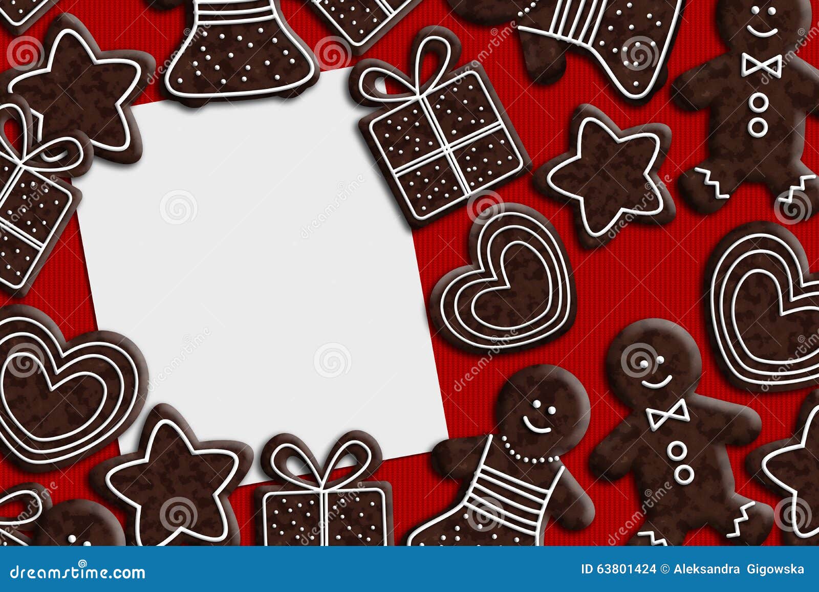 Empty Paper Sheet with Gingerbread Cookies Stock Photo - Image of