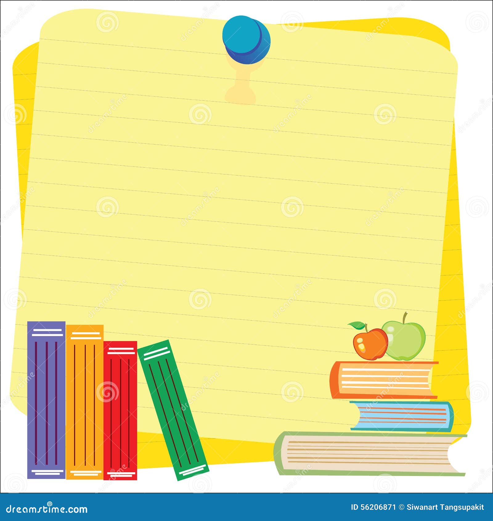 Empty Paper Sheet and Lined Notepad Pages and Pencil for Attaching