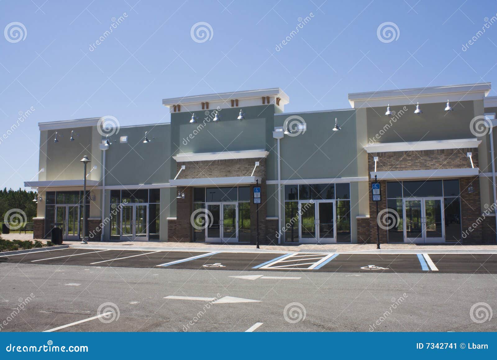 empty pastel strip mall