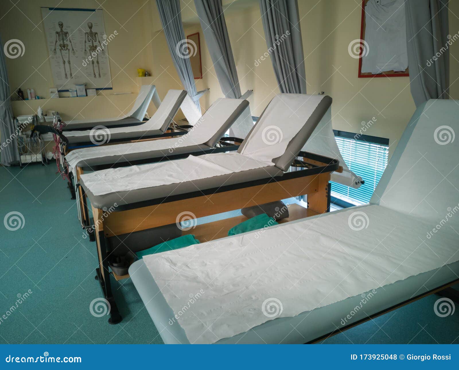 Empty Physiotherapy Beds in a Row within a Medical Centre Stock Photo ...