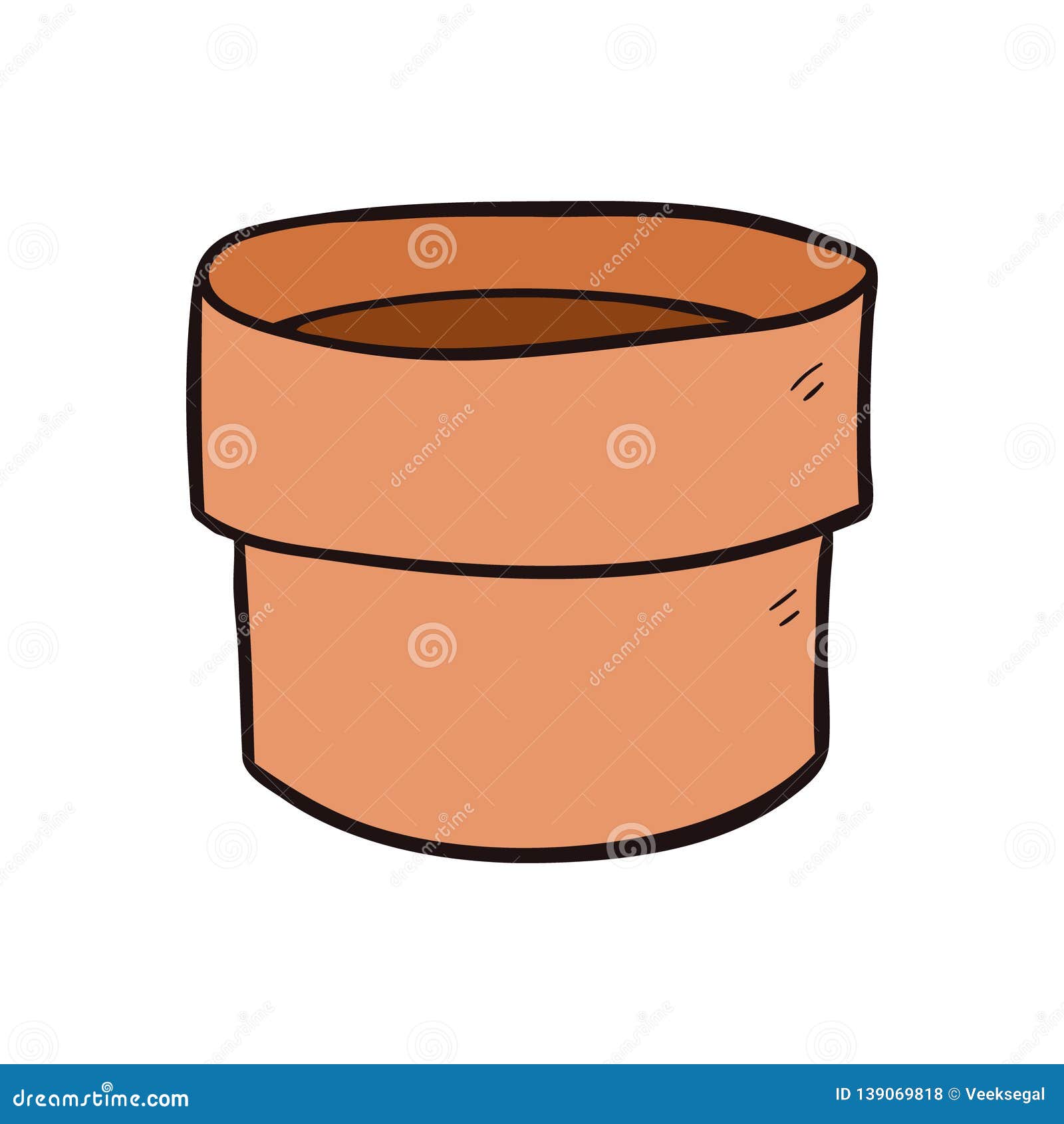 Empty Plant Pot Cartoon Vector and Illustration, Hand Drawn Style, Isolated  on White Background. Stock Vector - Illustration of background, black:  139069818
