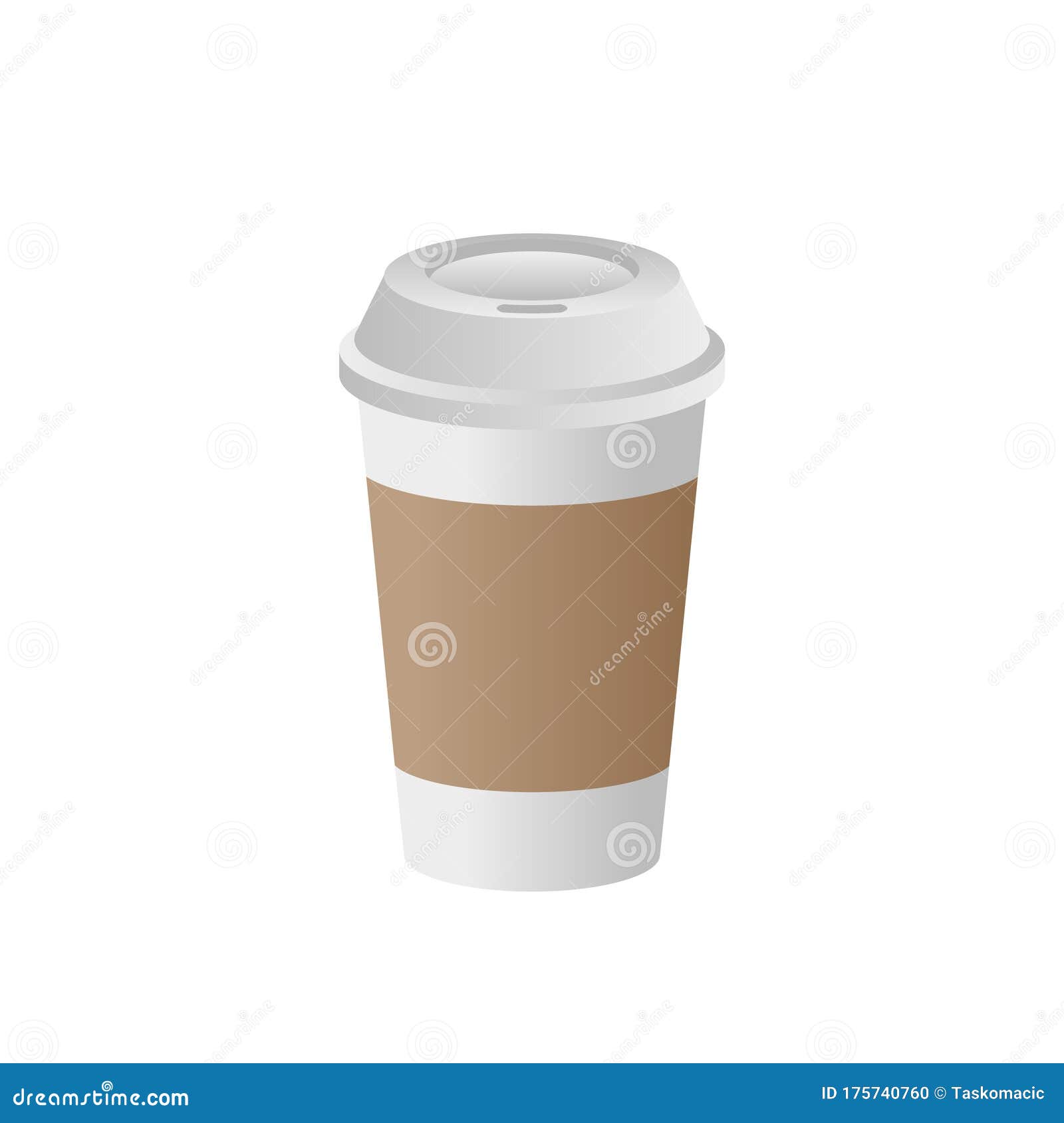 Download White Paper Cup With A Lid And A Sleeve Mockup. Realistic Disposable Coffee Cup On White ...