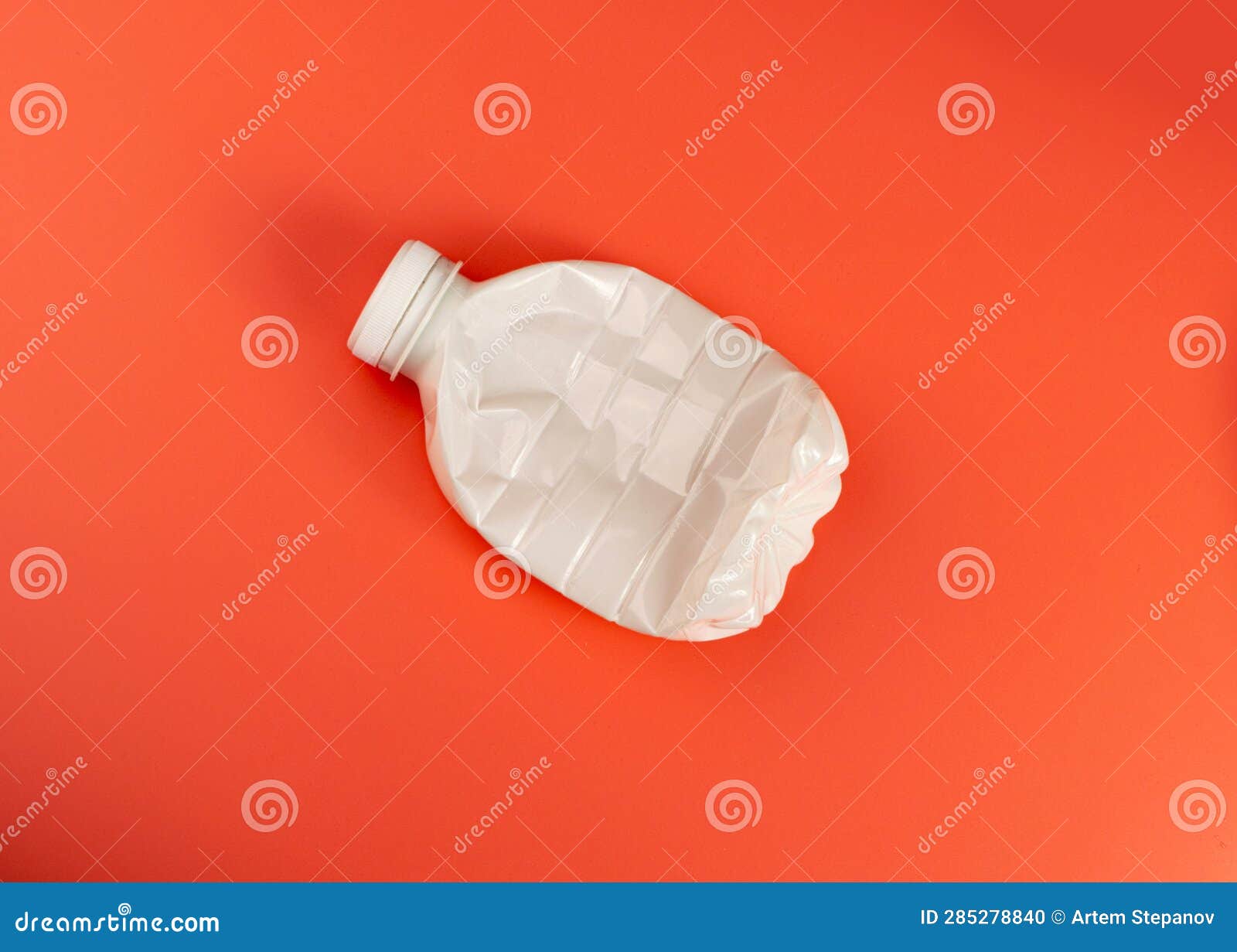 Empty Plastic Milk Bottle, Crumpled White Plastic Bottle, Global