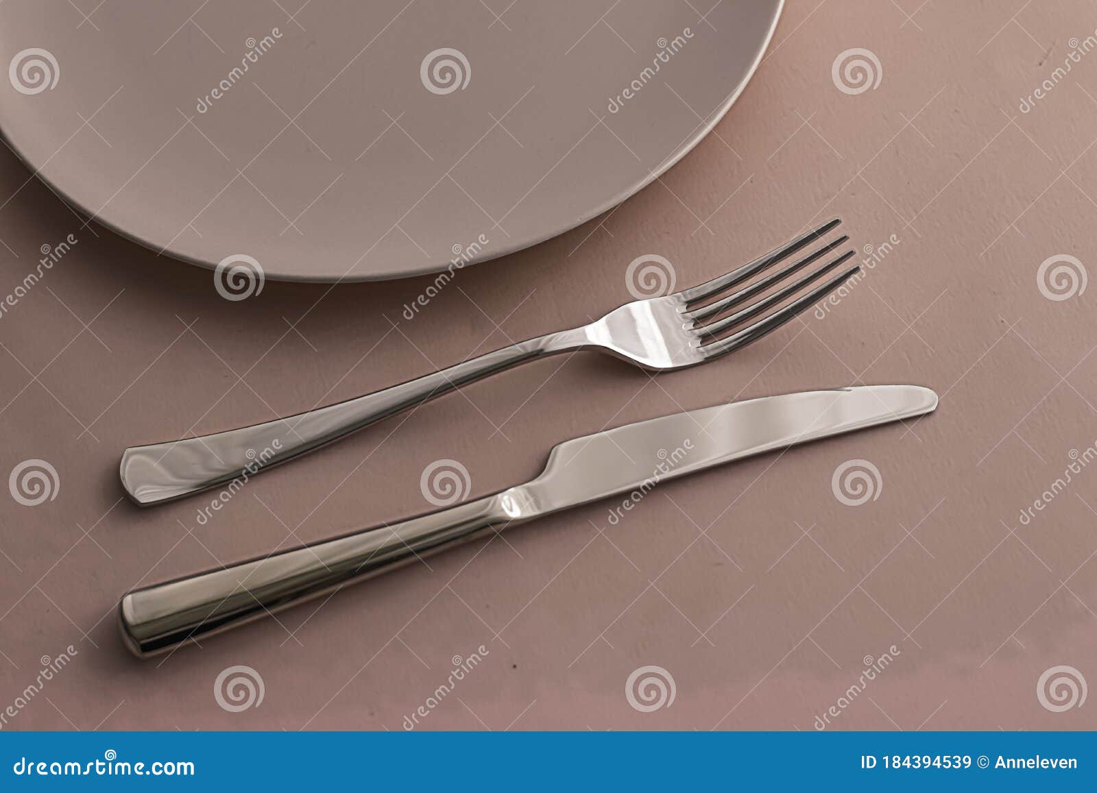Download Empty Plate And Cutlery As Mockup Set On Brown Background Top Tableware For Chef Table Decor And Menu Branding Stock Image Image Of Chef Bachelor 184394539