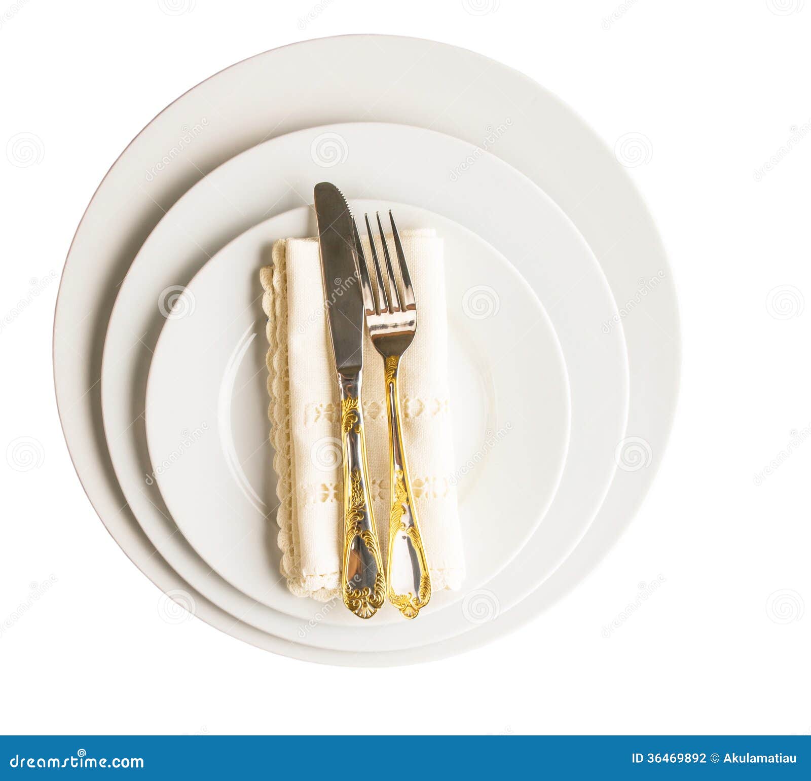 Empty Plate, Fork, Knife, Napkin XI Stock Photo Image of gold, cutlery 36469892