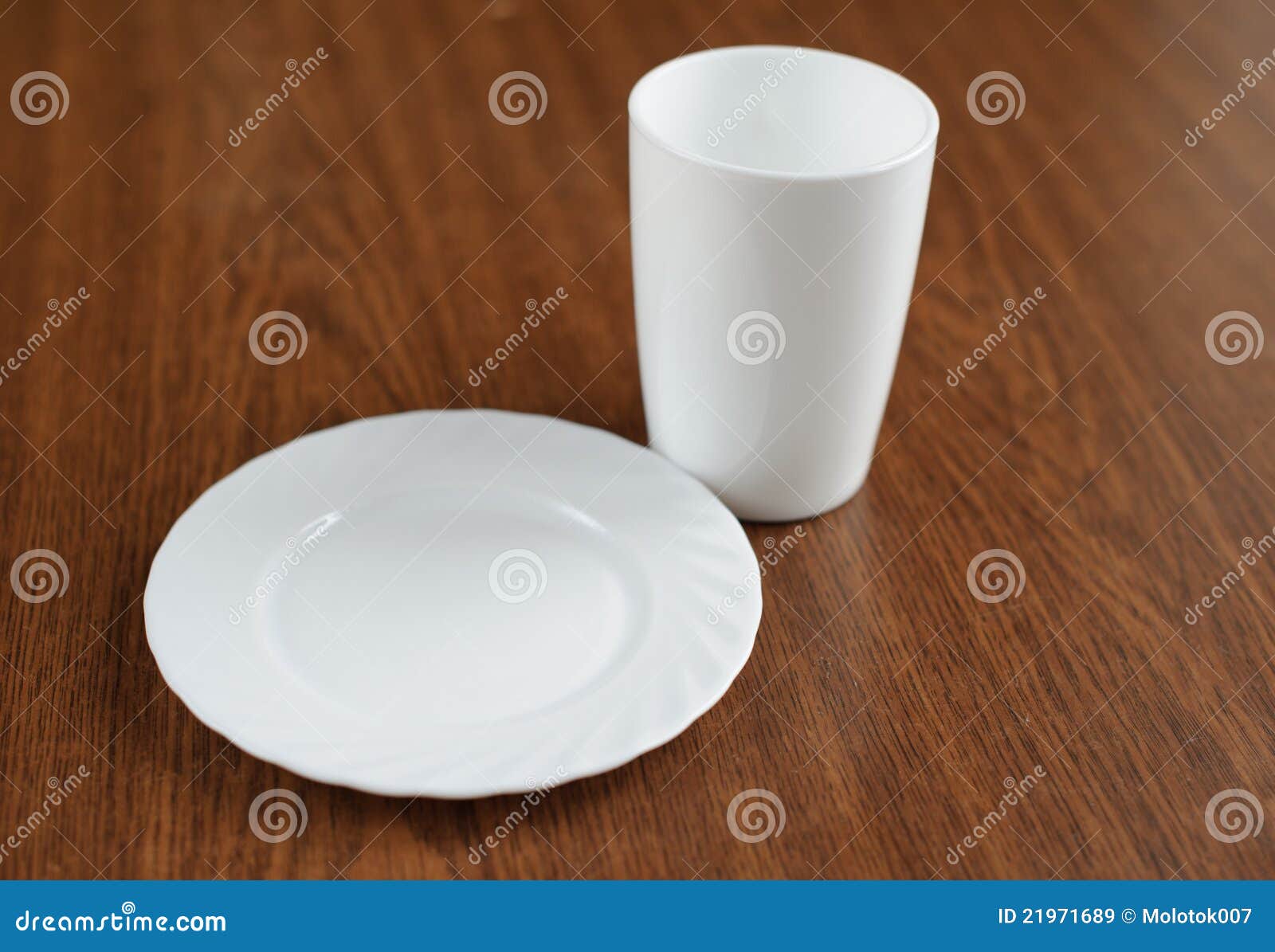 Empty Plate and Glass on a Table Stock Image Image of glass, wood