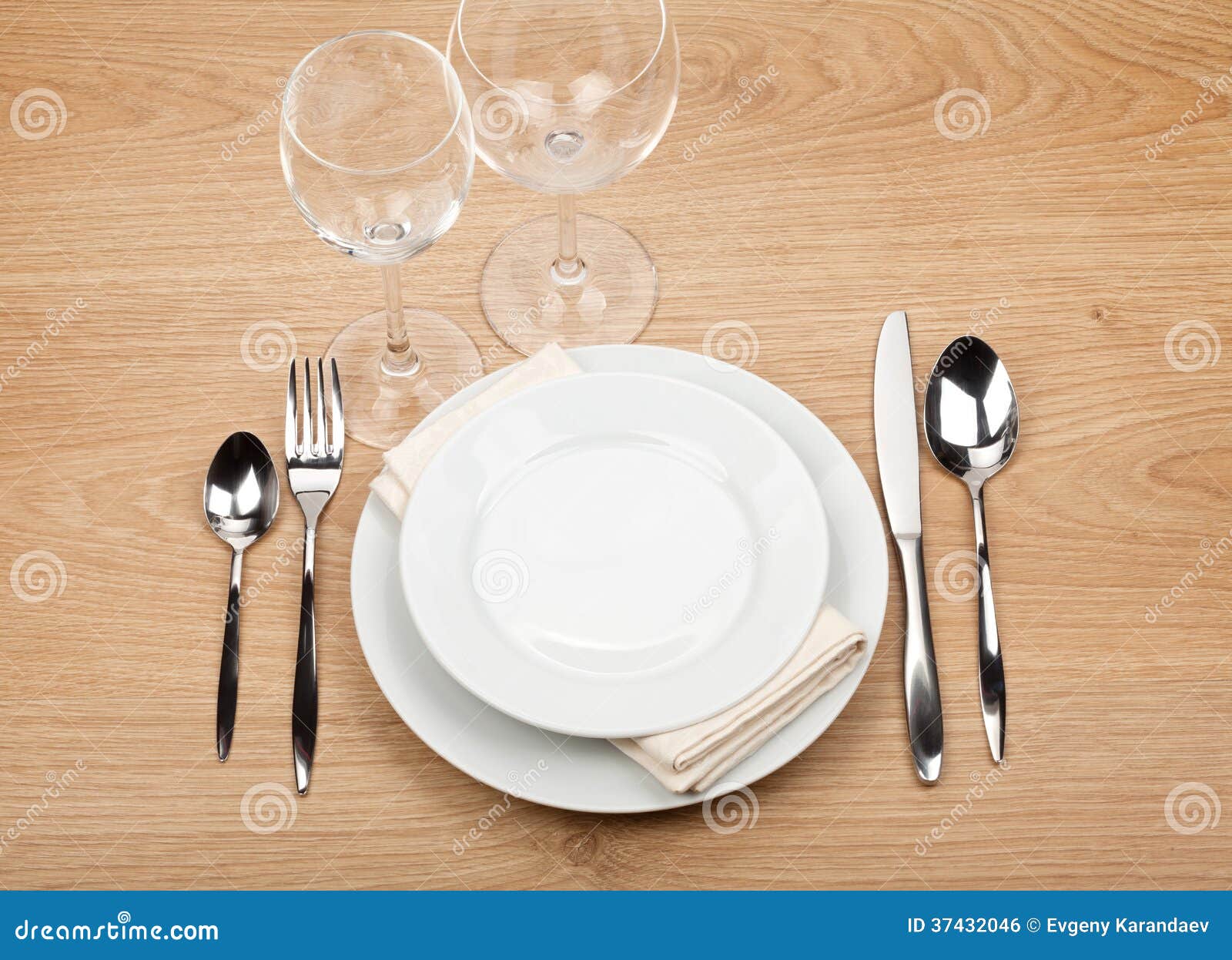 Empty Plate, Glasses and Silverware Set Stock Photo Image of