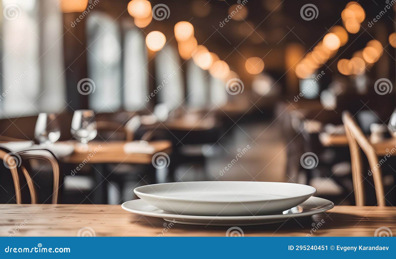 Empty Plate in Restaurant, Versatile Product Mockup Stock Illustration