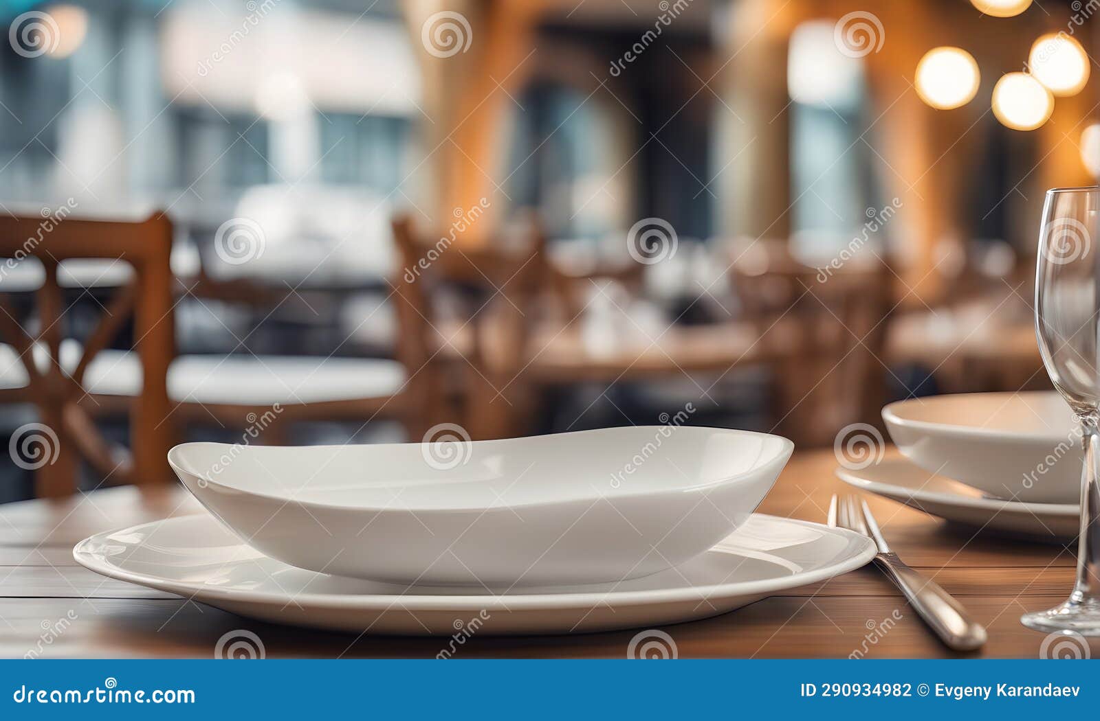 Empty Plate in Restaurant, Versatile Product Mockup Stock Illustration