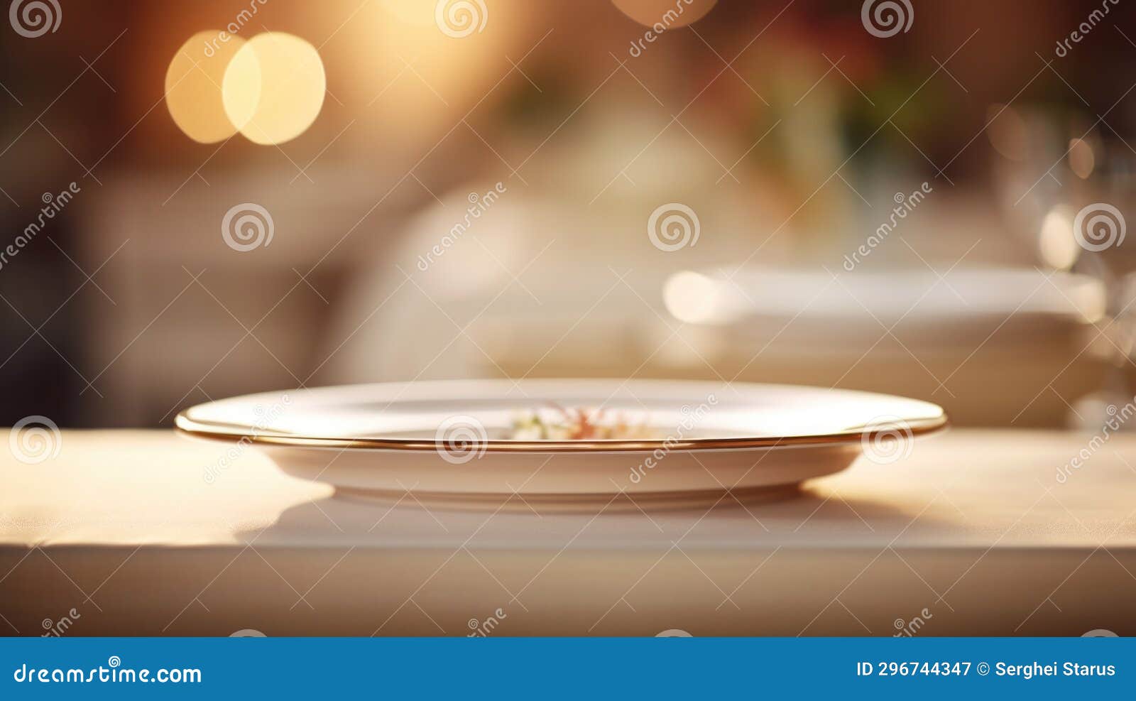 An Empty Plate on a Table in a Restaurant, AI Stock Image Image of