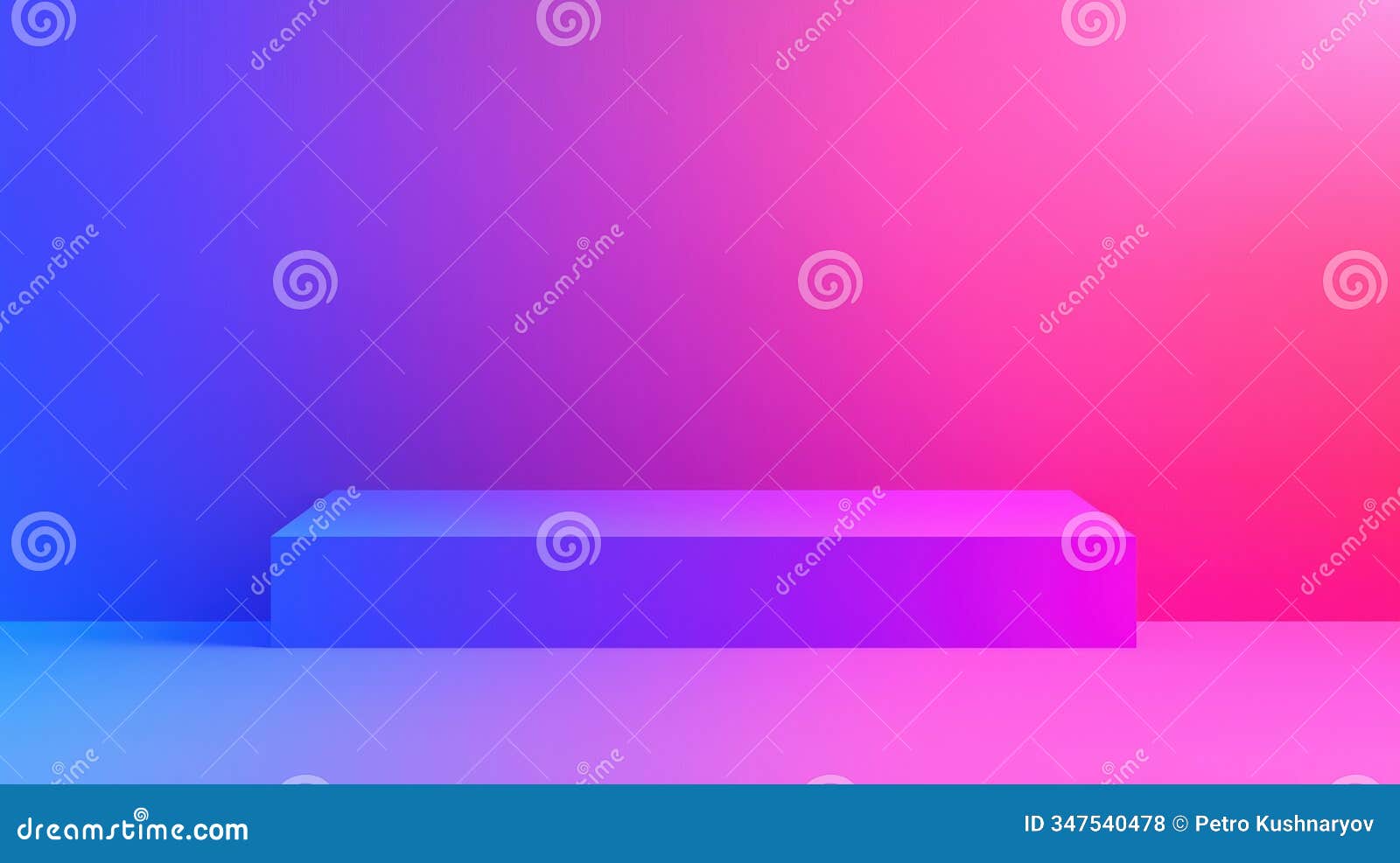 empty platform with vibrant pink, blue gradient background. modern, bold colors create innovative  for products ideas.
