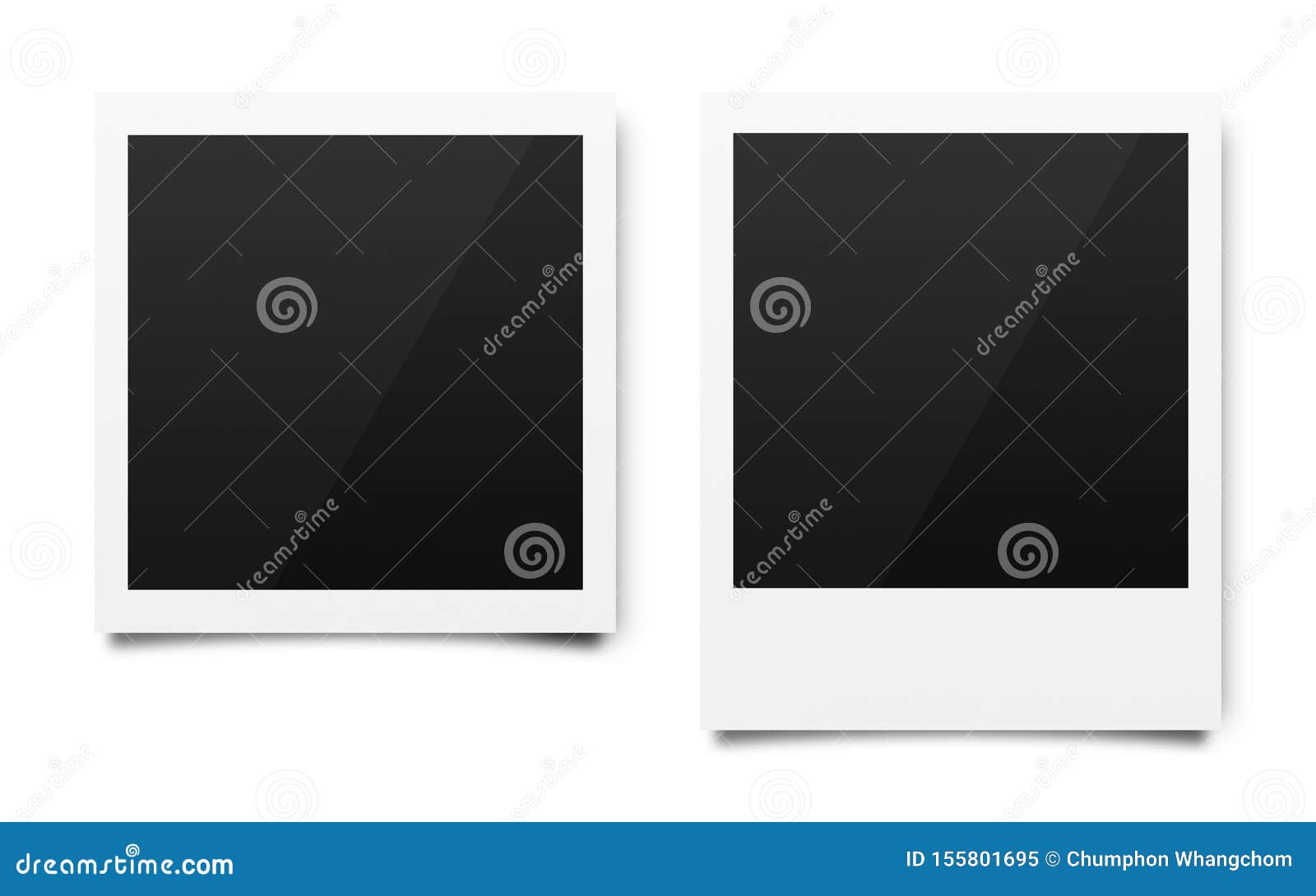 empty polaroid photo frames mockups template on a pure white background for putting your pictures. paper sheet for printing images