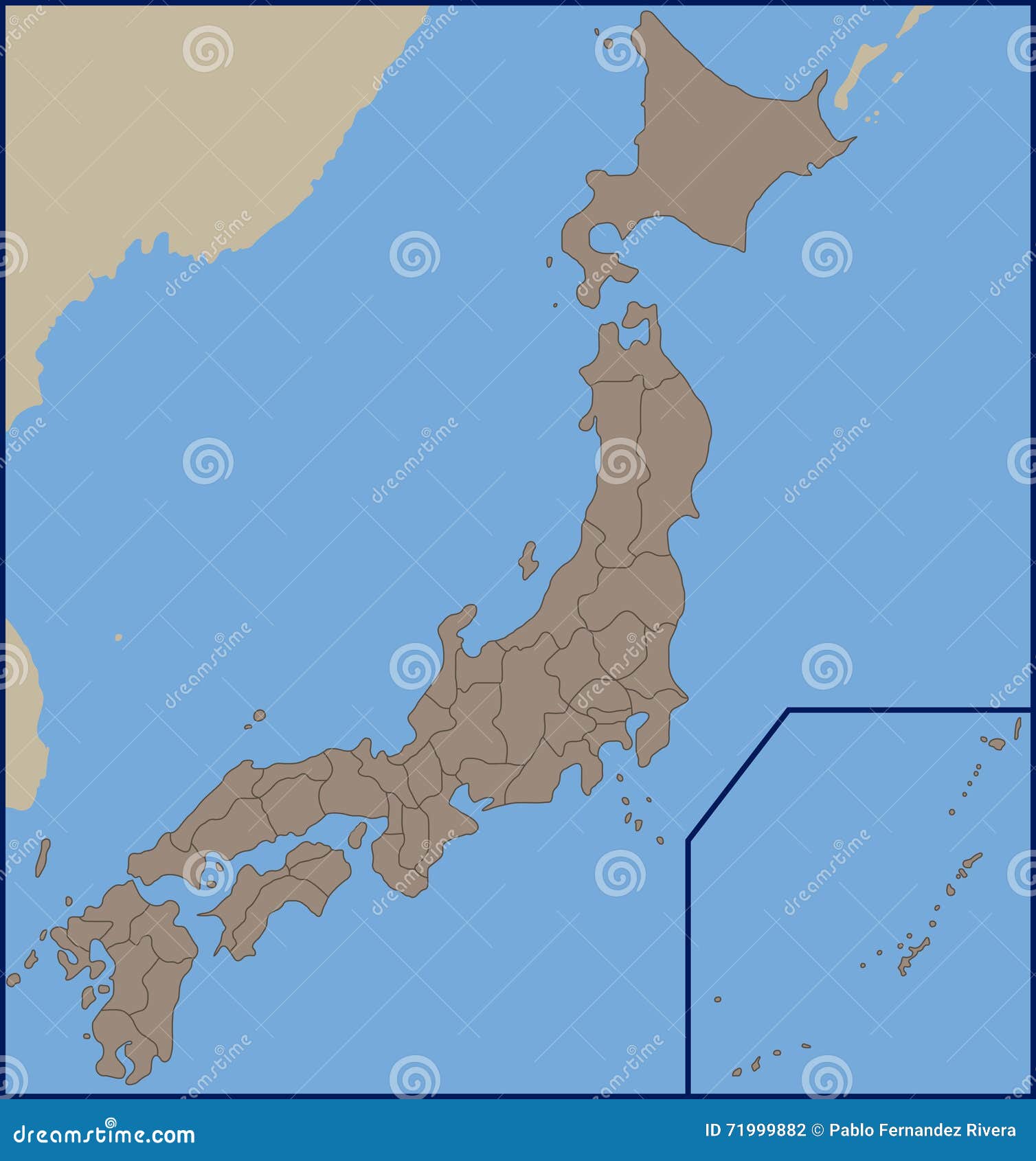 Empty Political Map of Japan Stock Vector - Illustration of state ...