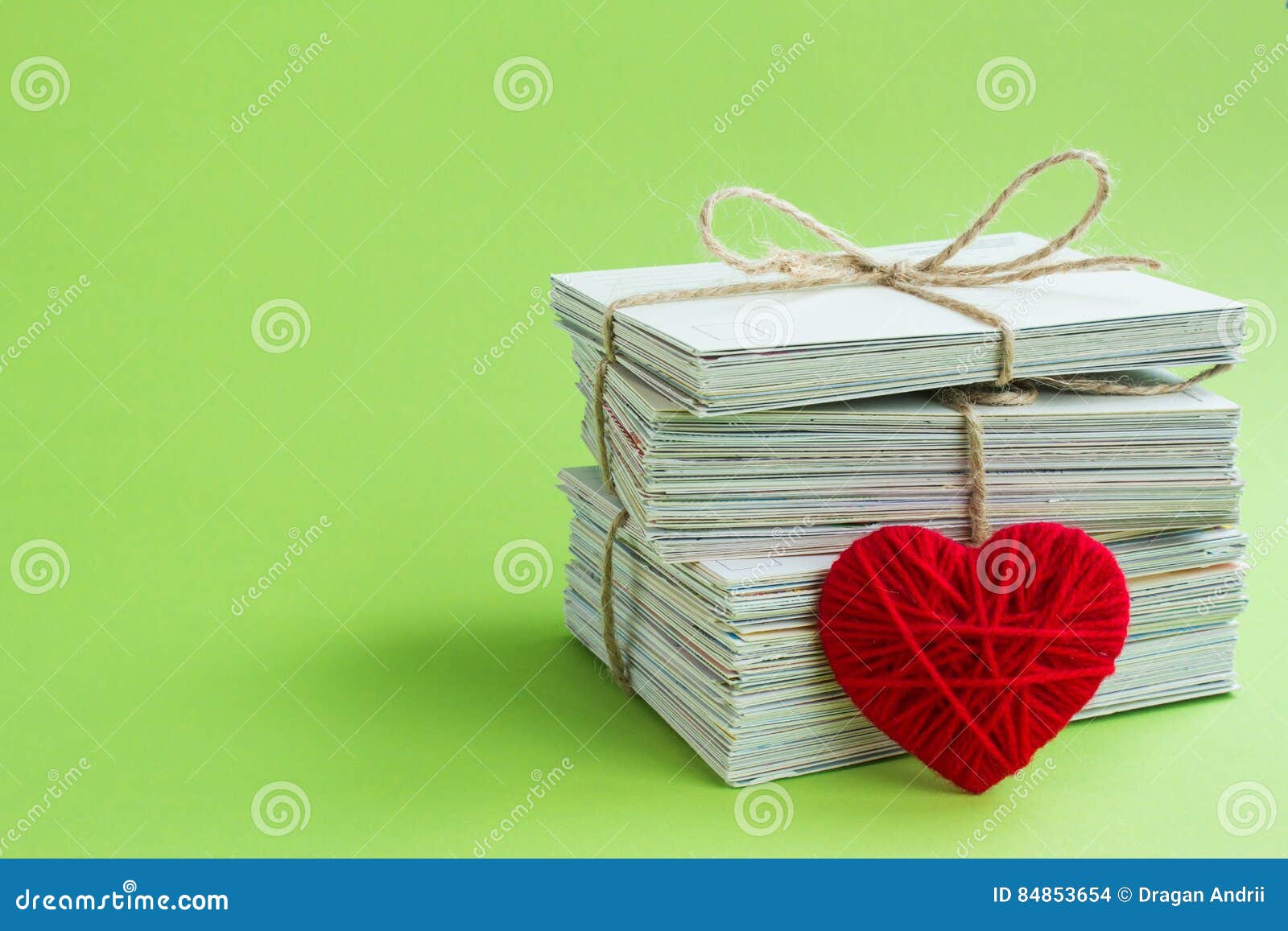 Empty Postcard, Postcrossing, Red Heart Love Letter Stock Photo Image