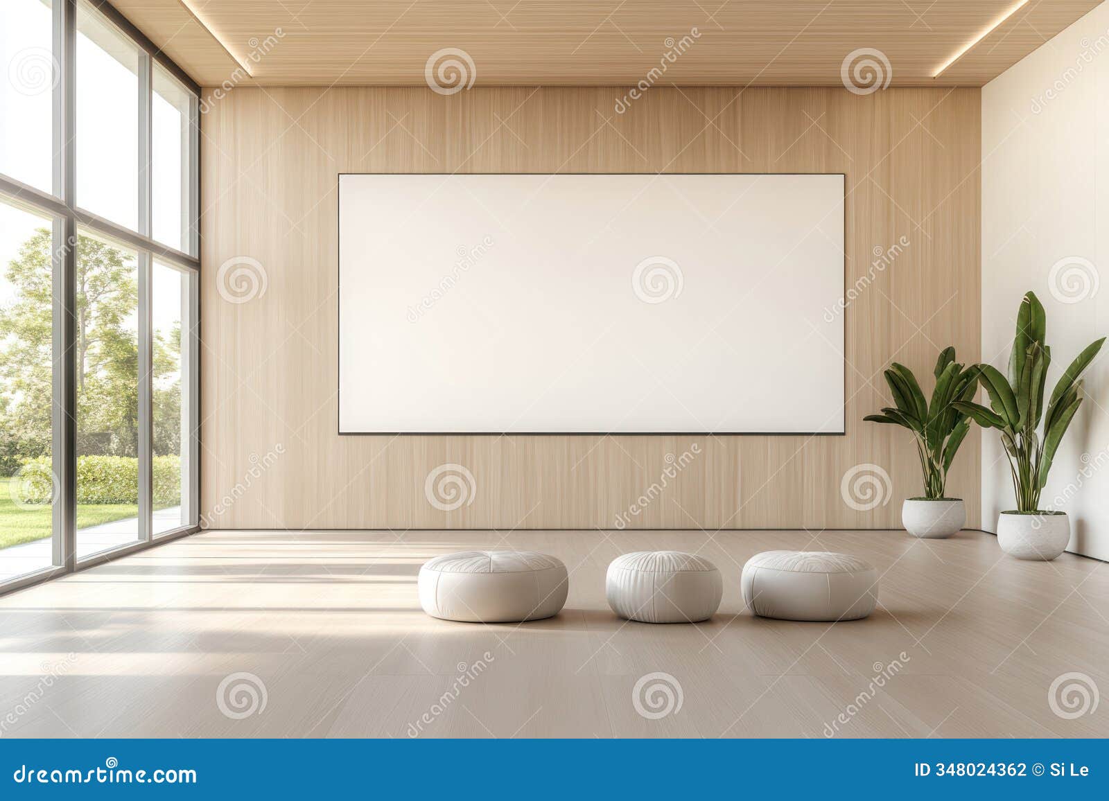 empty projection screen on white wall