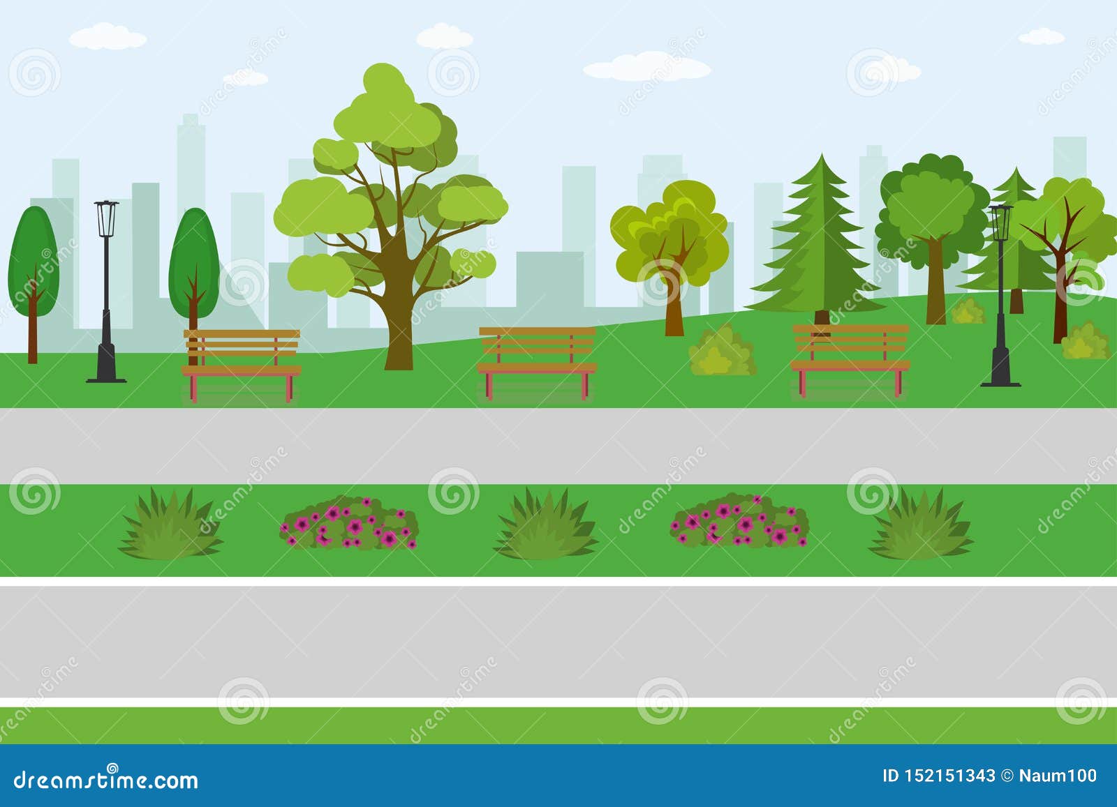 Empty public park stock vector. Illustration of paper - 152151343