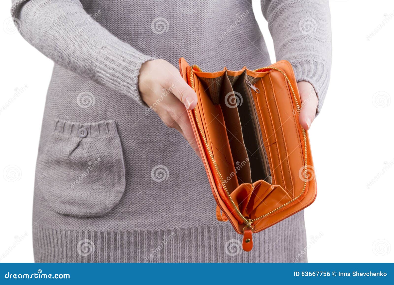 Empty Purse in Women`s Hands Stock Photo Image of news, business