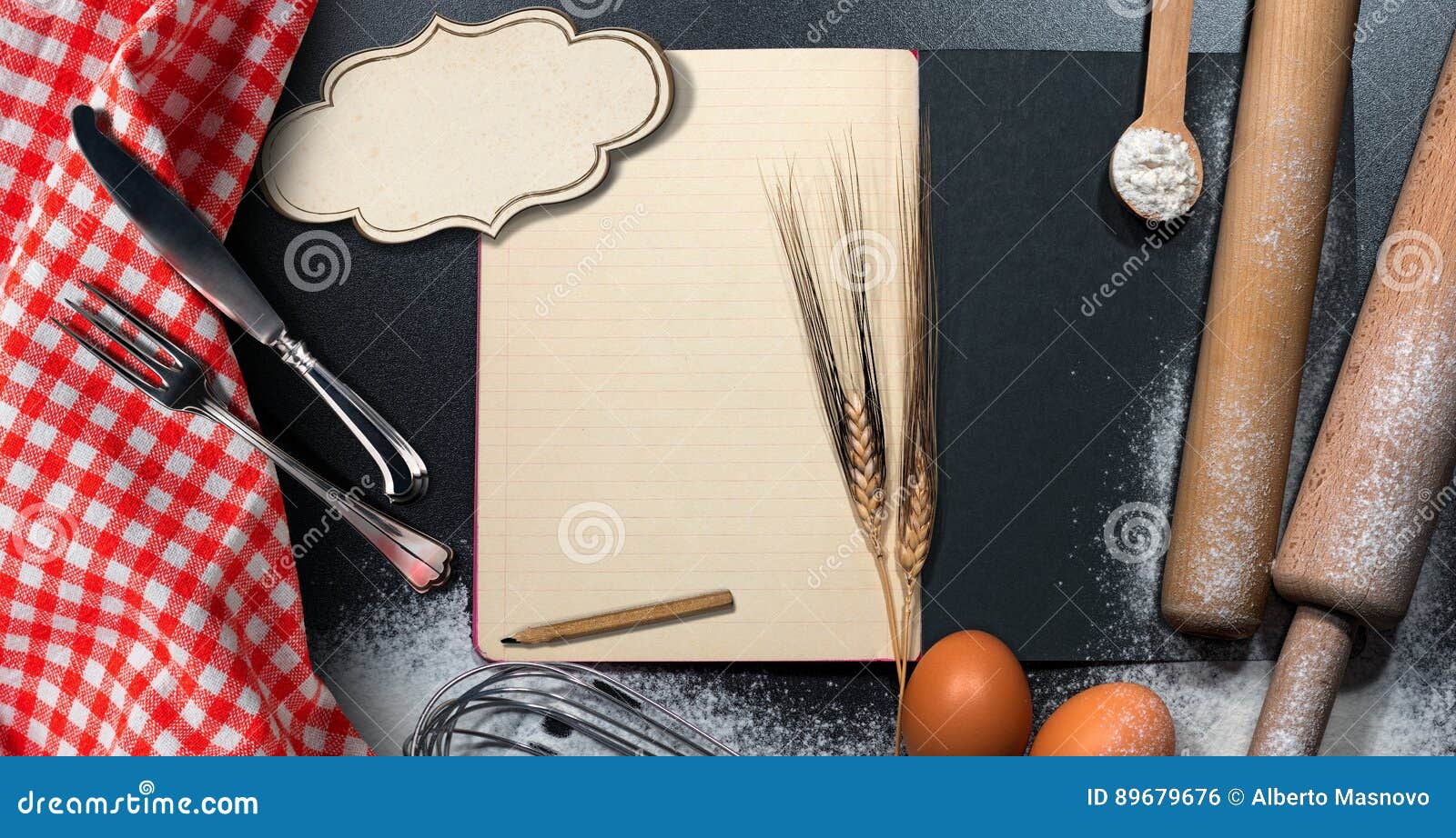 Empty Recipe Book on a Baking Background Stock Photo - Image of ...