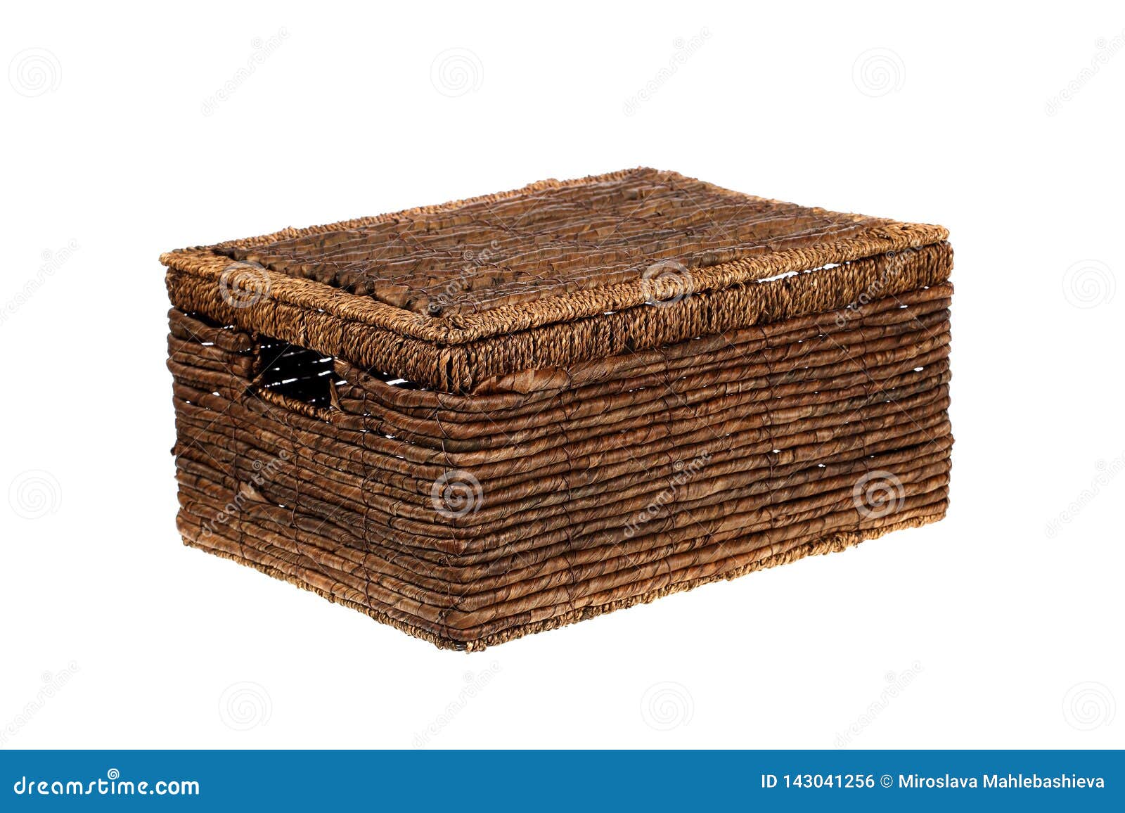 Empty, Rectangular Picnic Basket or Chest with Closed Lid Isolated on