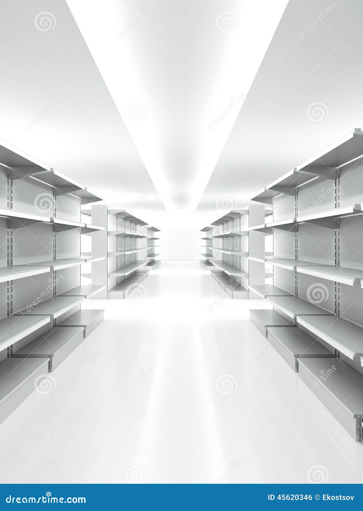 Empty retail shelves stock photo. Image of shelf, library 45620346