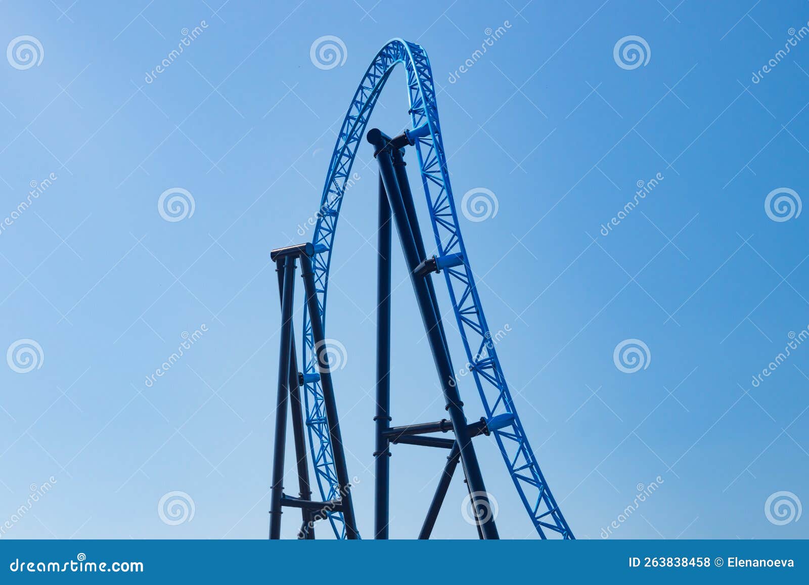 Empty Ride Roller Coaster on Sky Background in Amusement Park Editorial