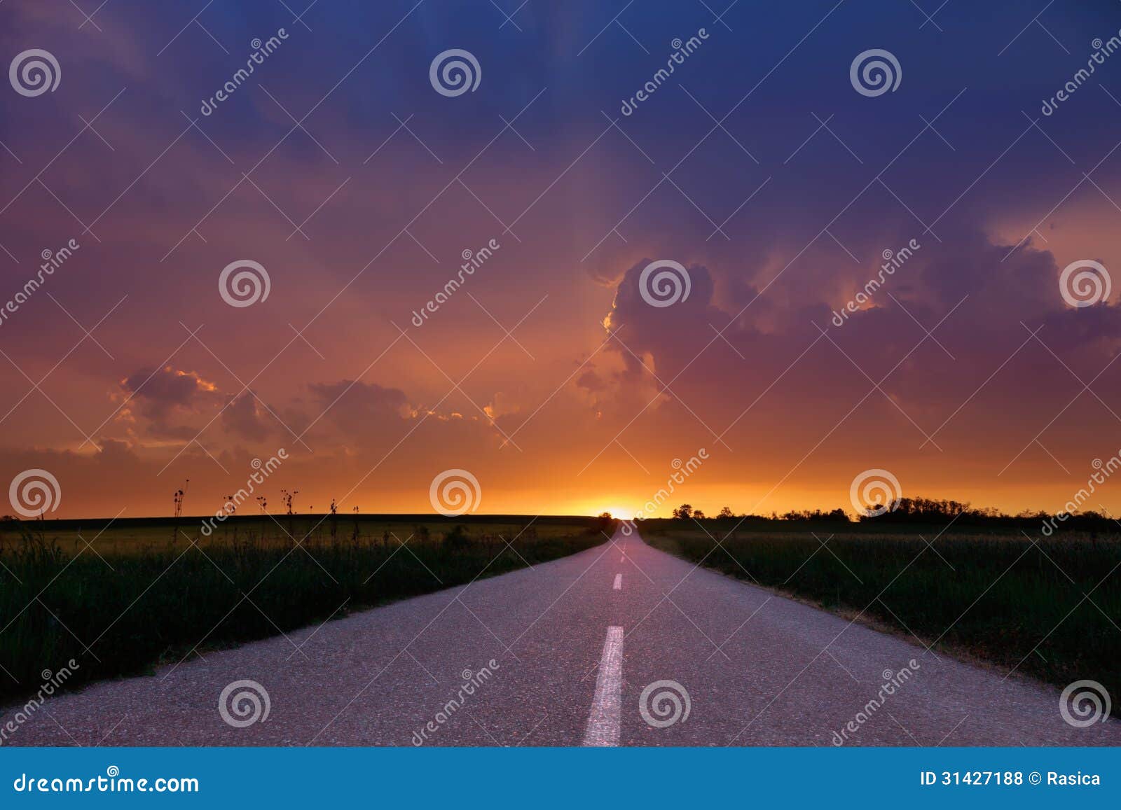empty road at sunset.