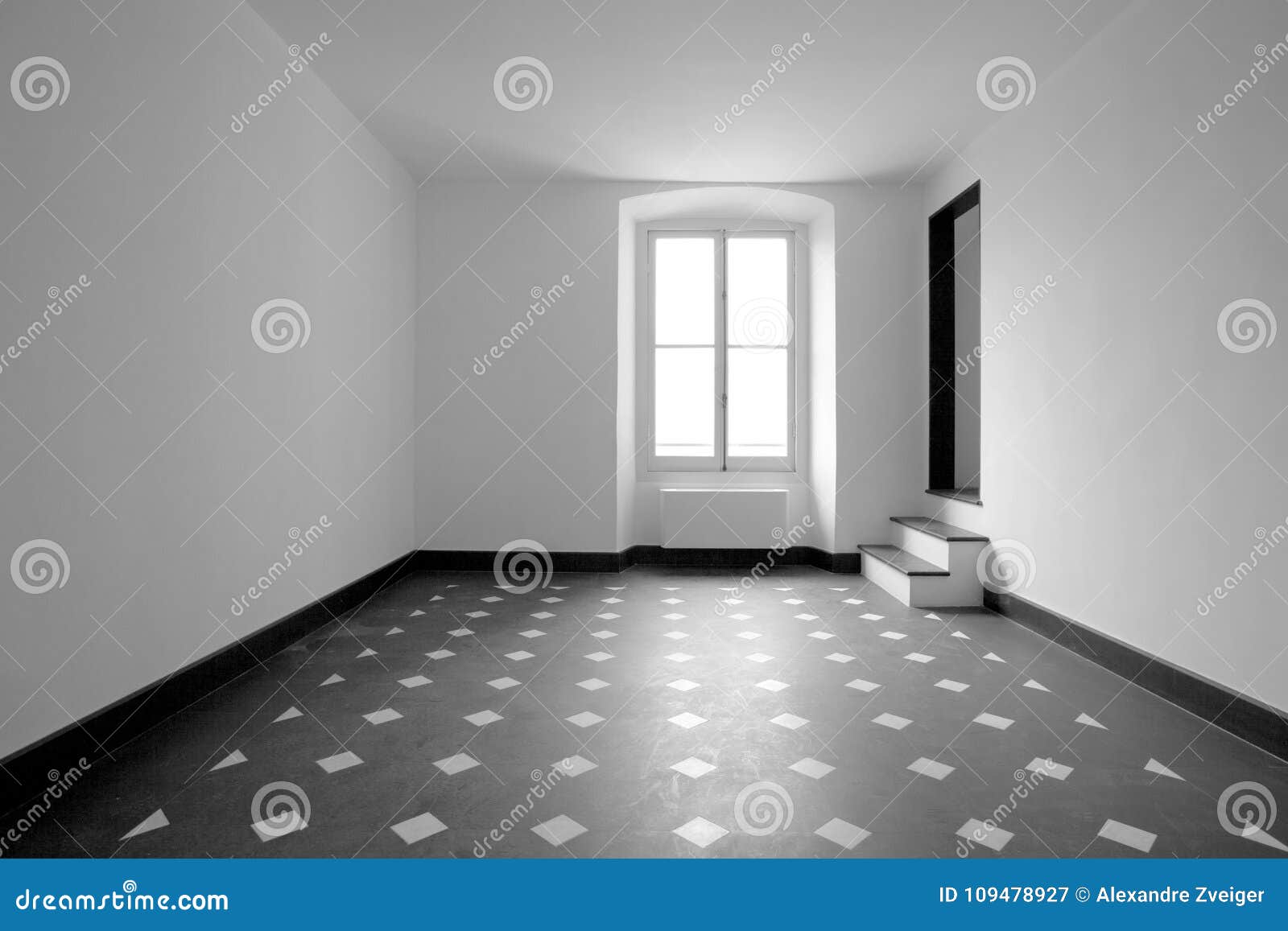Empty Room With Black And White Tile Stock Image Image of house, minimalist 109478927