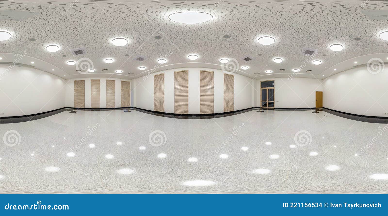 empty room with with blinds on panoramic windows. full seamless spherical hdri panorama 360 in interior large room for conference