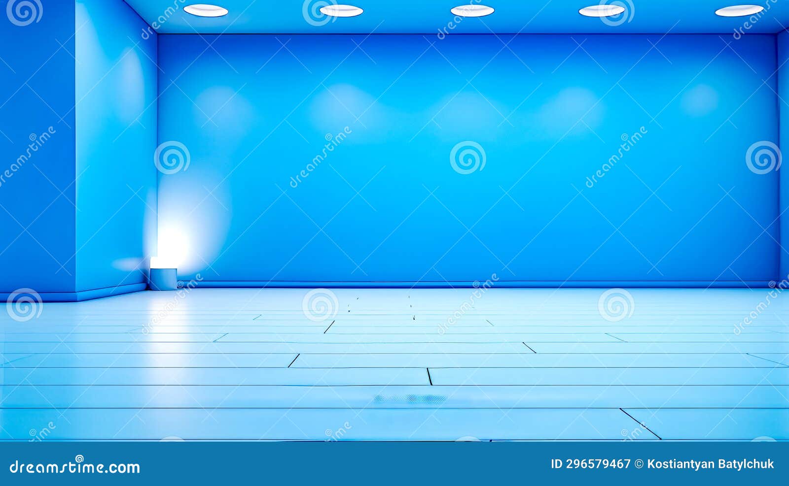 Empty Room with Blue Wall and Spot Light on the Floor. Generative AI ...