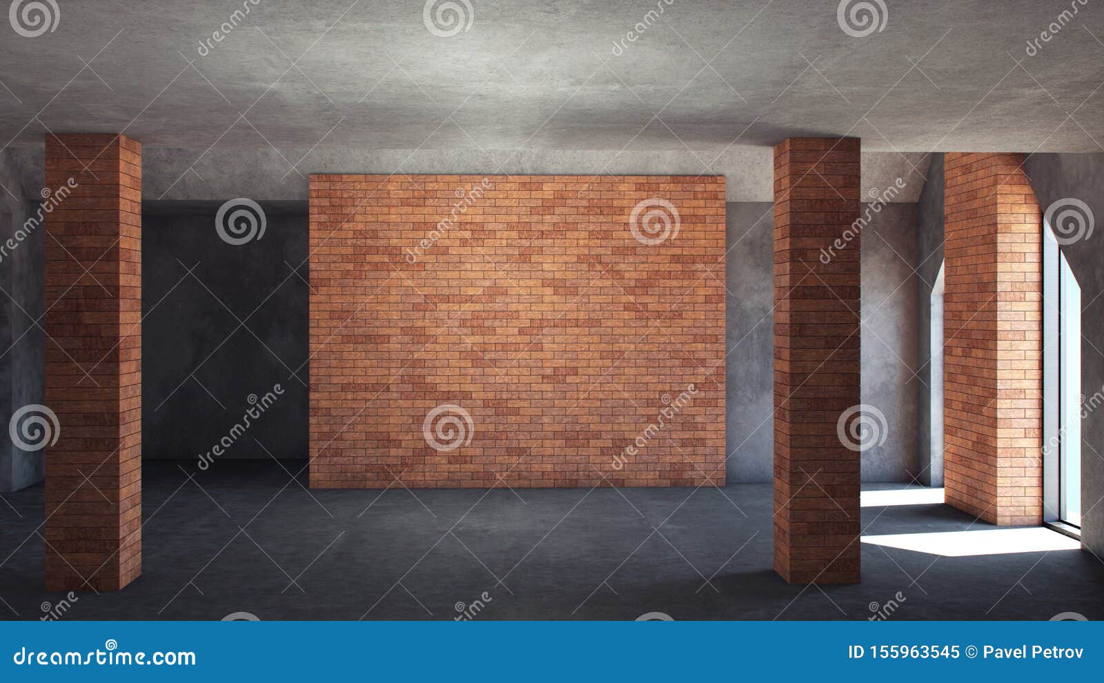 Empty Room Concrete Wall. the Apartment is Under Repair. 3d Render