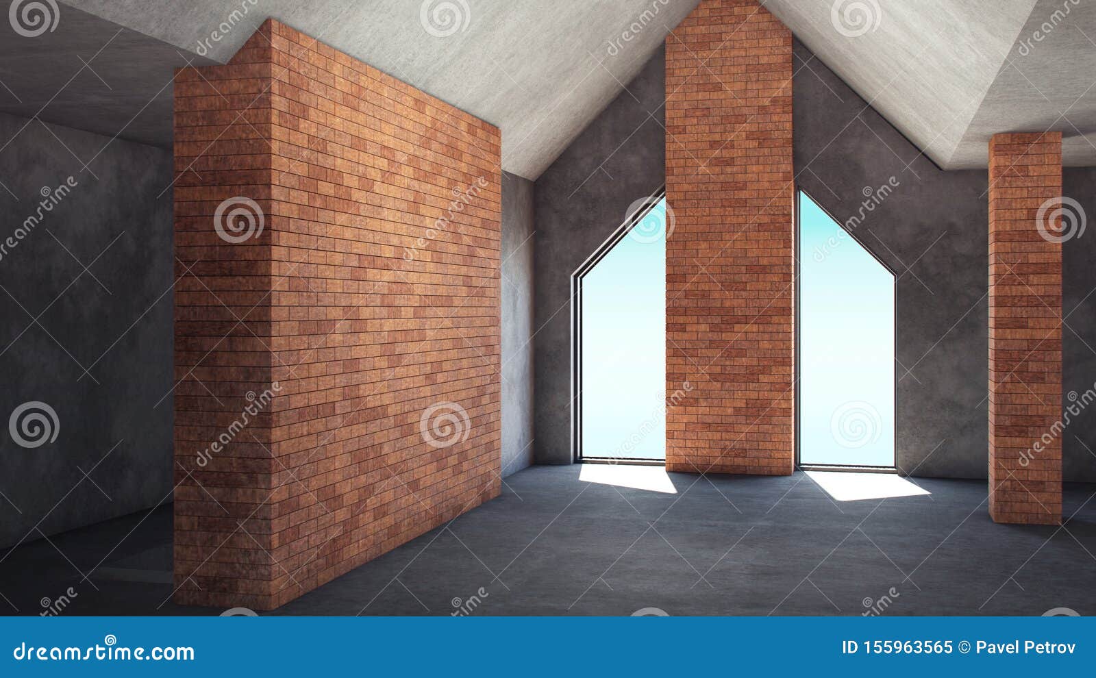 Empty Room Concrete Wall. the Apartment is Under Repair. 3d Render