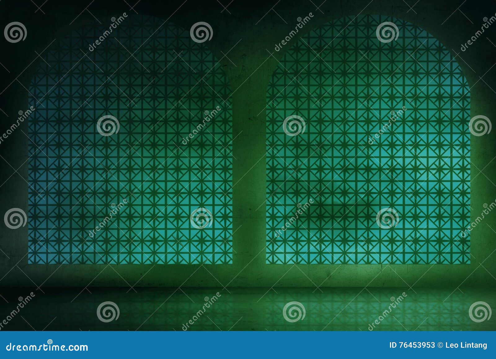 Empty Room with Green Light Background Stock Image Image of area