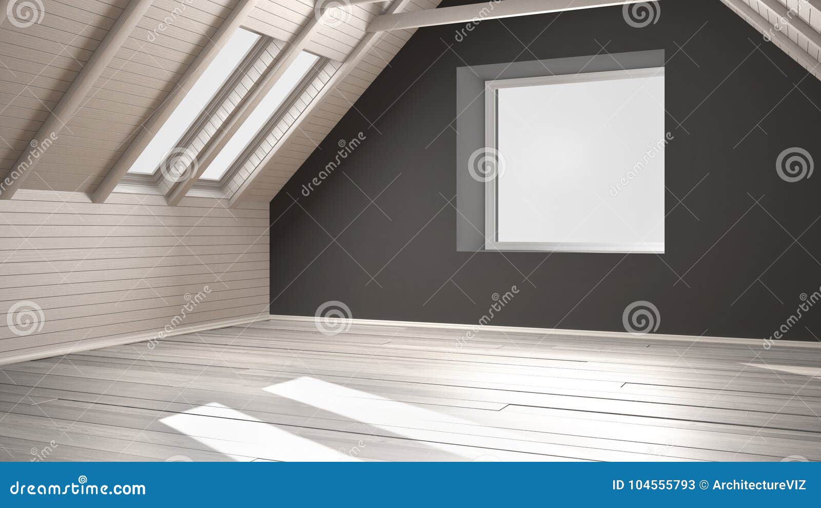 Empty Room Loft Attic Parquet Wooden Floor And Wooden
