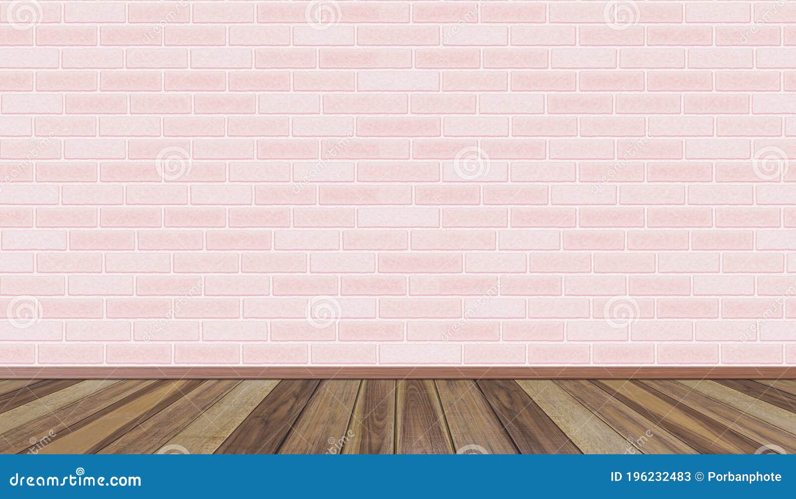 ale gerningsmanden cabriolet Empty Room with Pink Brick Wall Background and Wooden Floor. Stock Image -  Image of indoor, apartment: 196232483