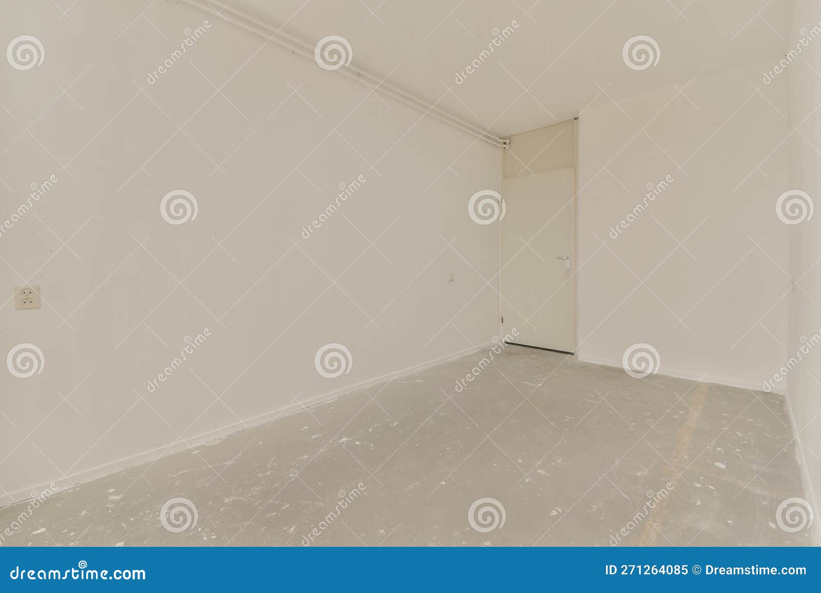 An Empty Room with White Walls and a Grey Floor Stock Image Image of