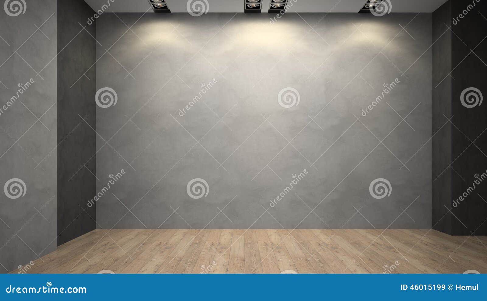 Empty room whith grey wall stock illustration. Illustration of loft