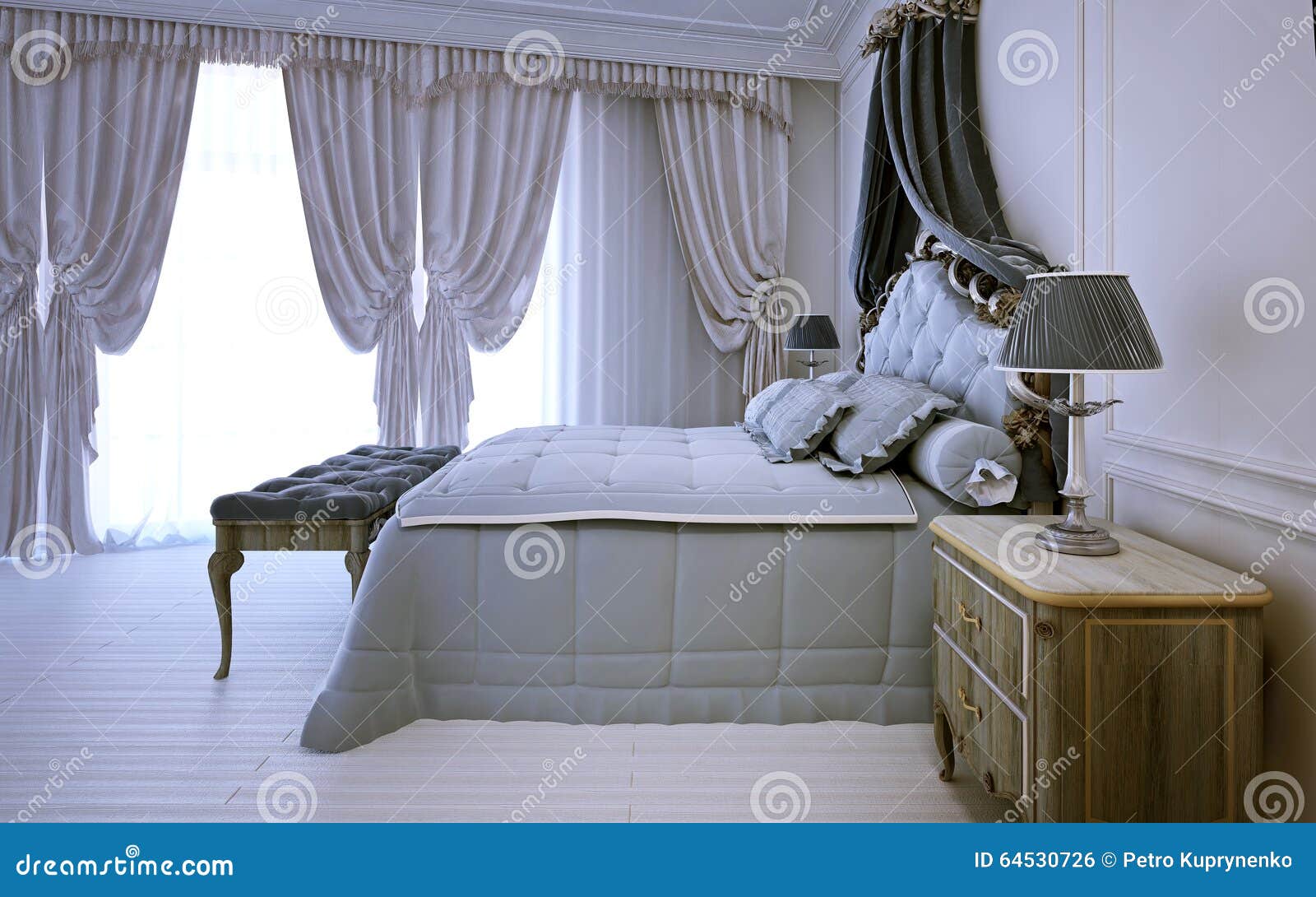 empty royal bedroom in neoclassic 