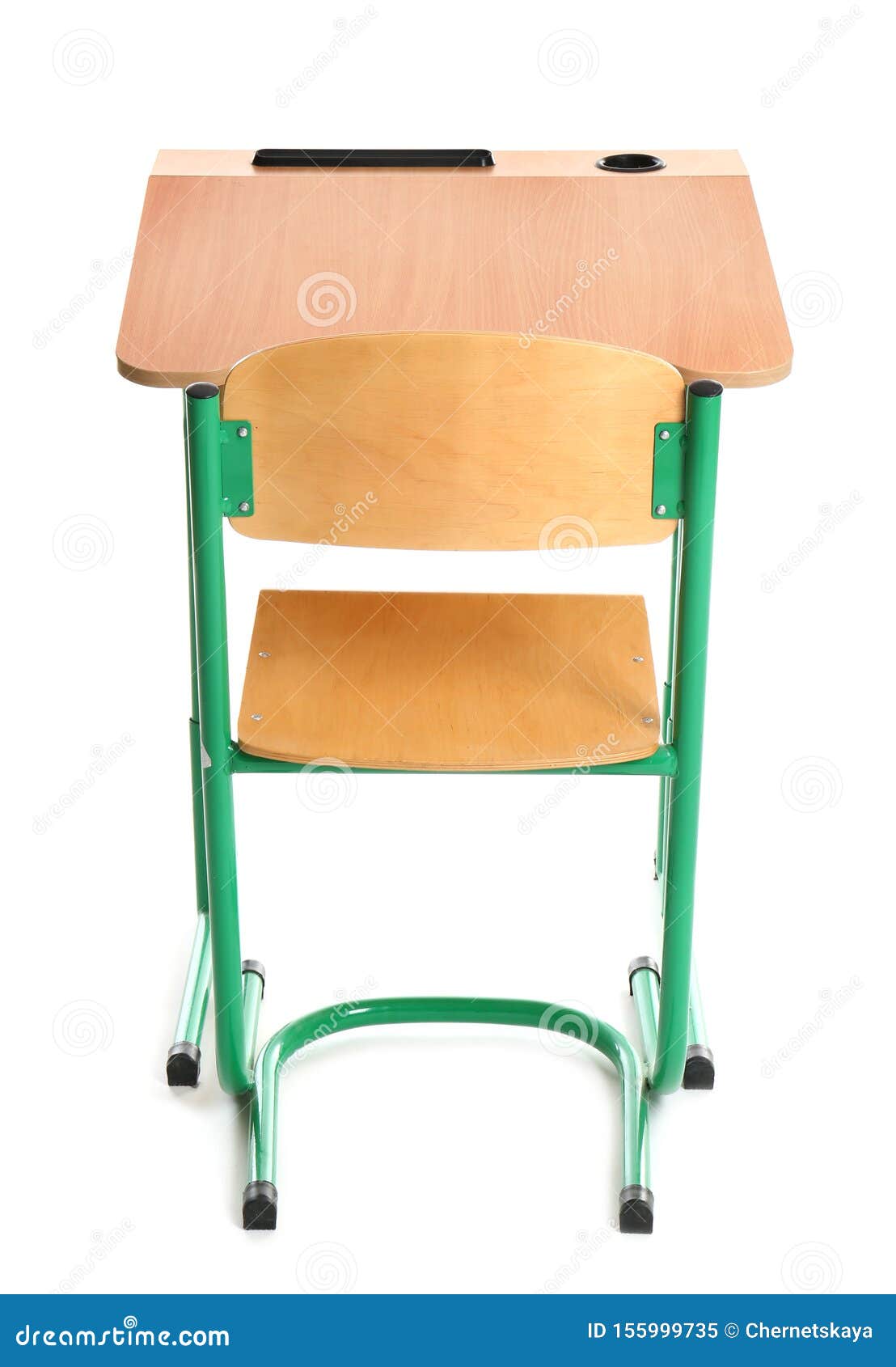 Empty School Wooden Desk for Classroom on White Stock Image Image of