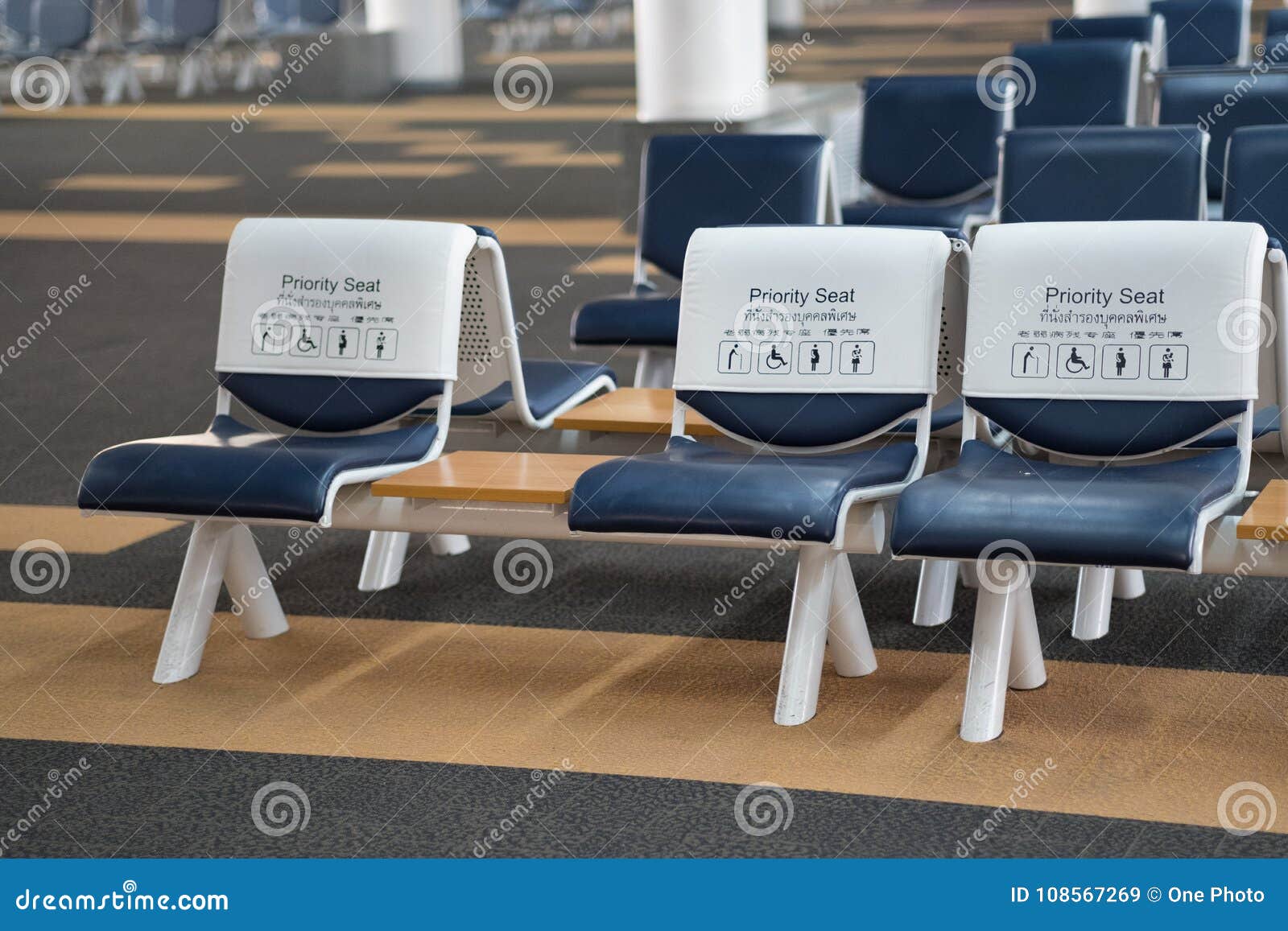 Empty Seats at Gate Priority Seating in Airport Stock Image Image of