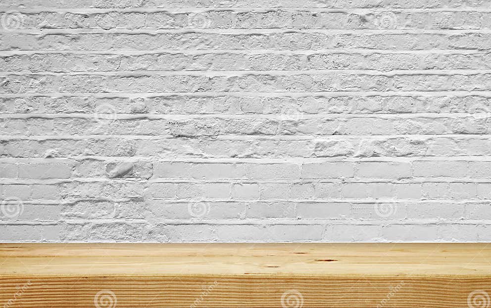 Empty Shelf on White Brick Wall Stock Photo Image of white, bookshelf 34247784