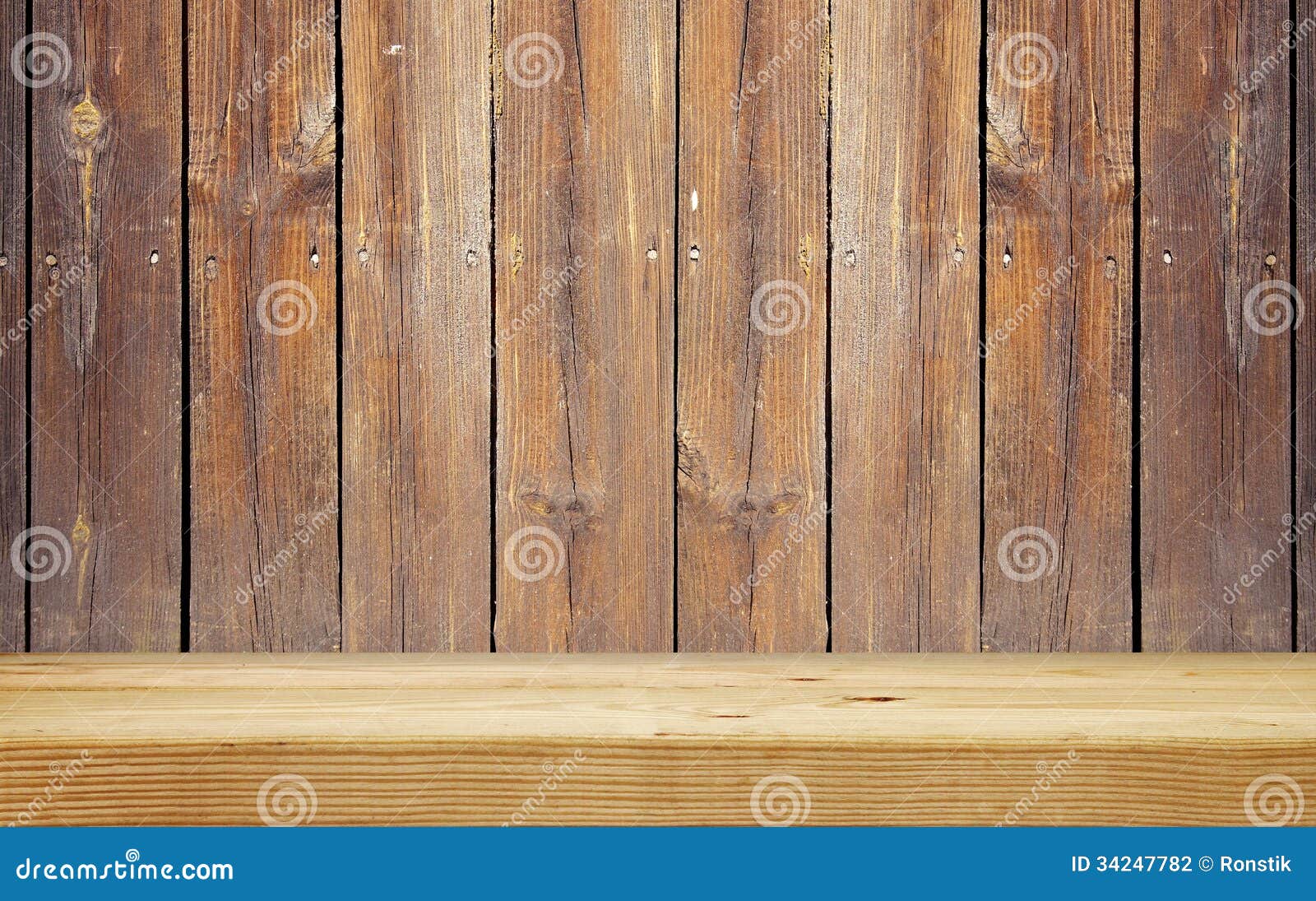 Empty Shelf on Wooden Plank Wall Stock Photo Image of place