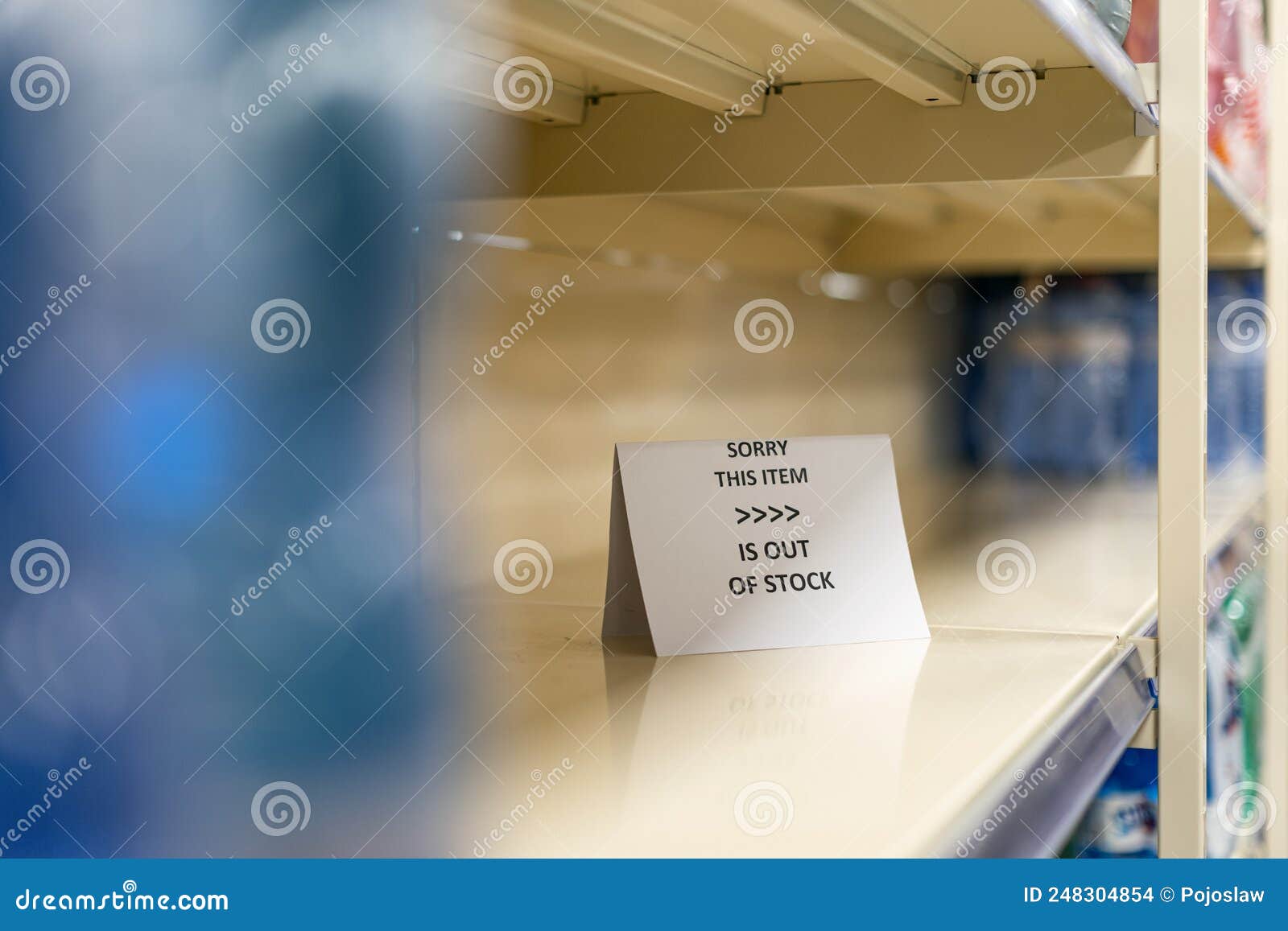 Empty Shelves in a Grocery Store, Sold Out Goods Stock Photo Image of