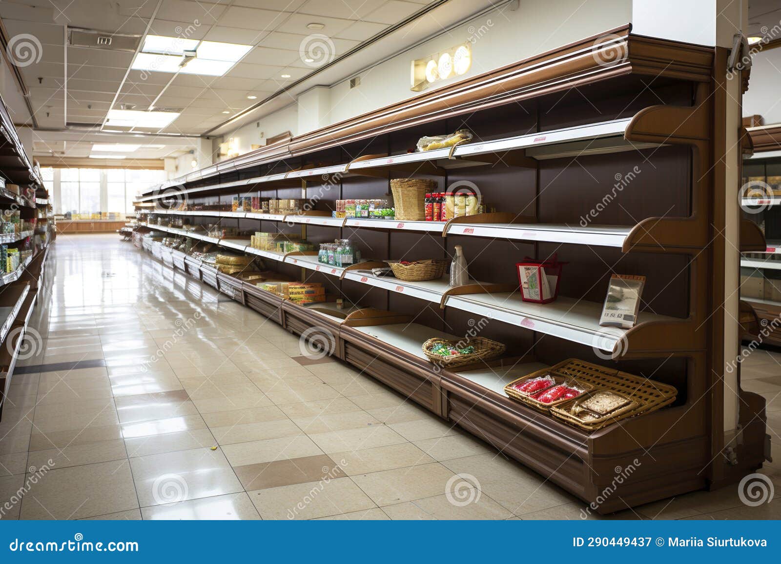 Empty Shelves in a Grocery Store. Supply Chain Disruption. Stock Image